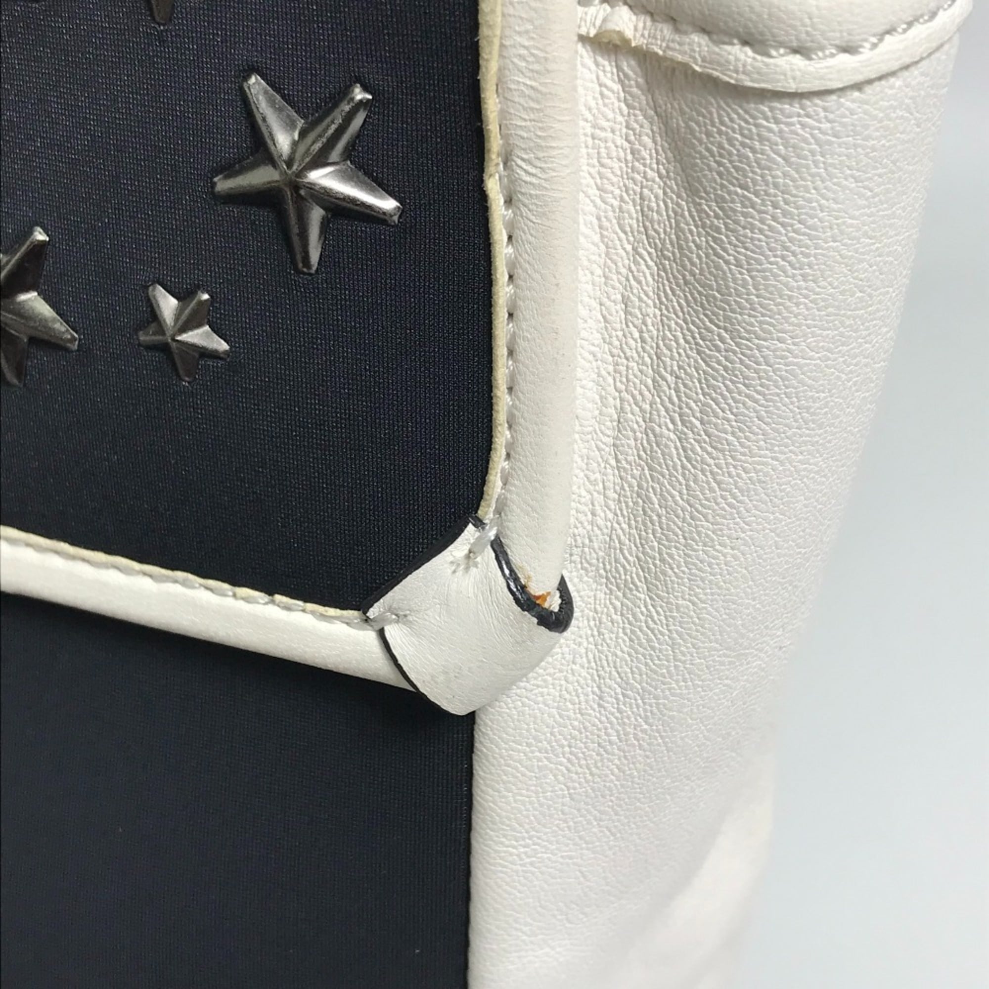 Jimmy Choo Black White Leather Jersey Backpack (Pre-Owned)