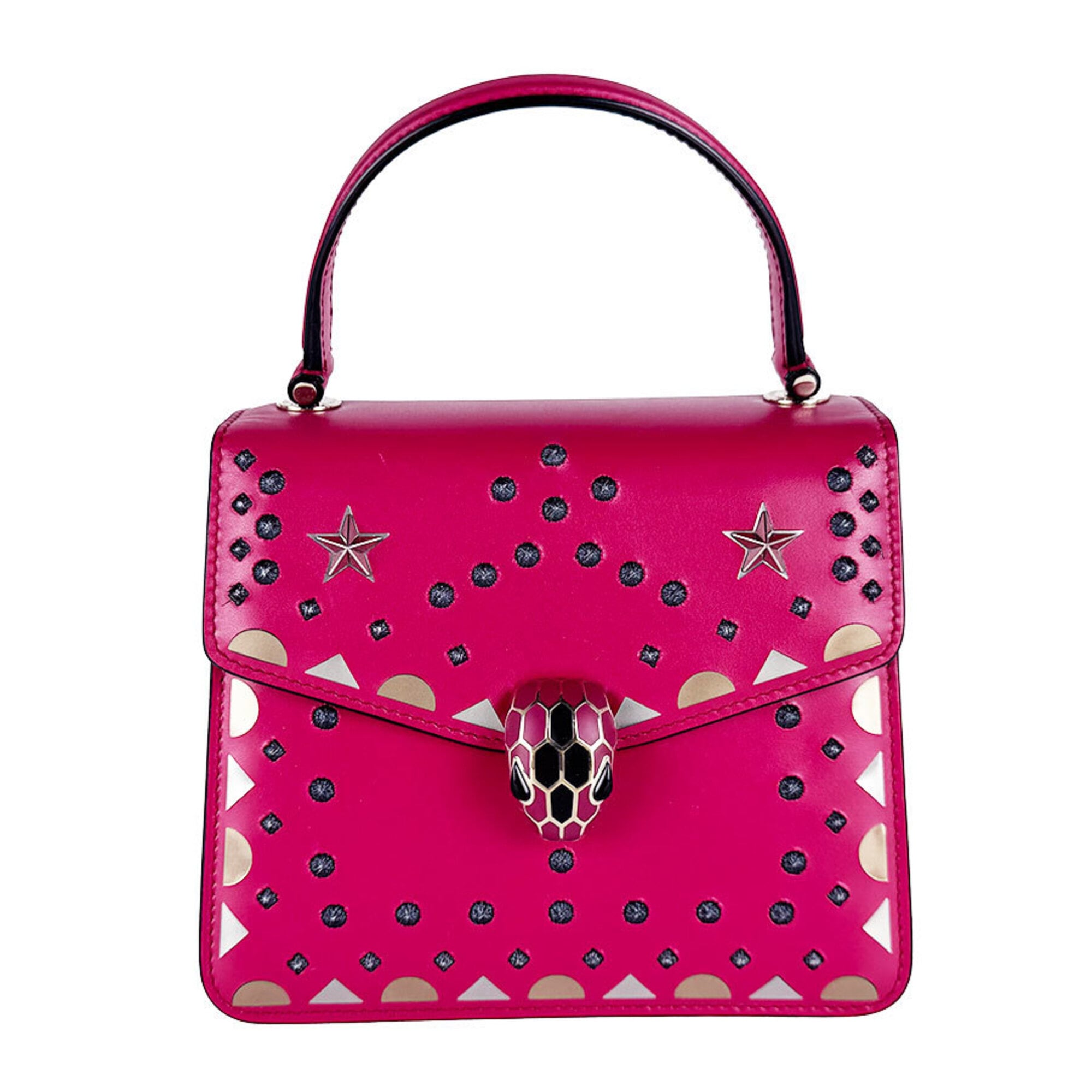 Bvlgari Pink Leather Handbag Shoulder Bag (Pre-Owned)