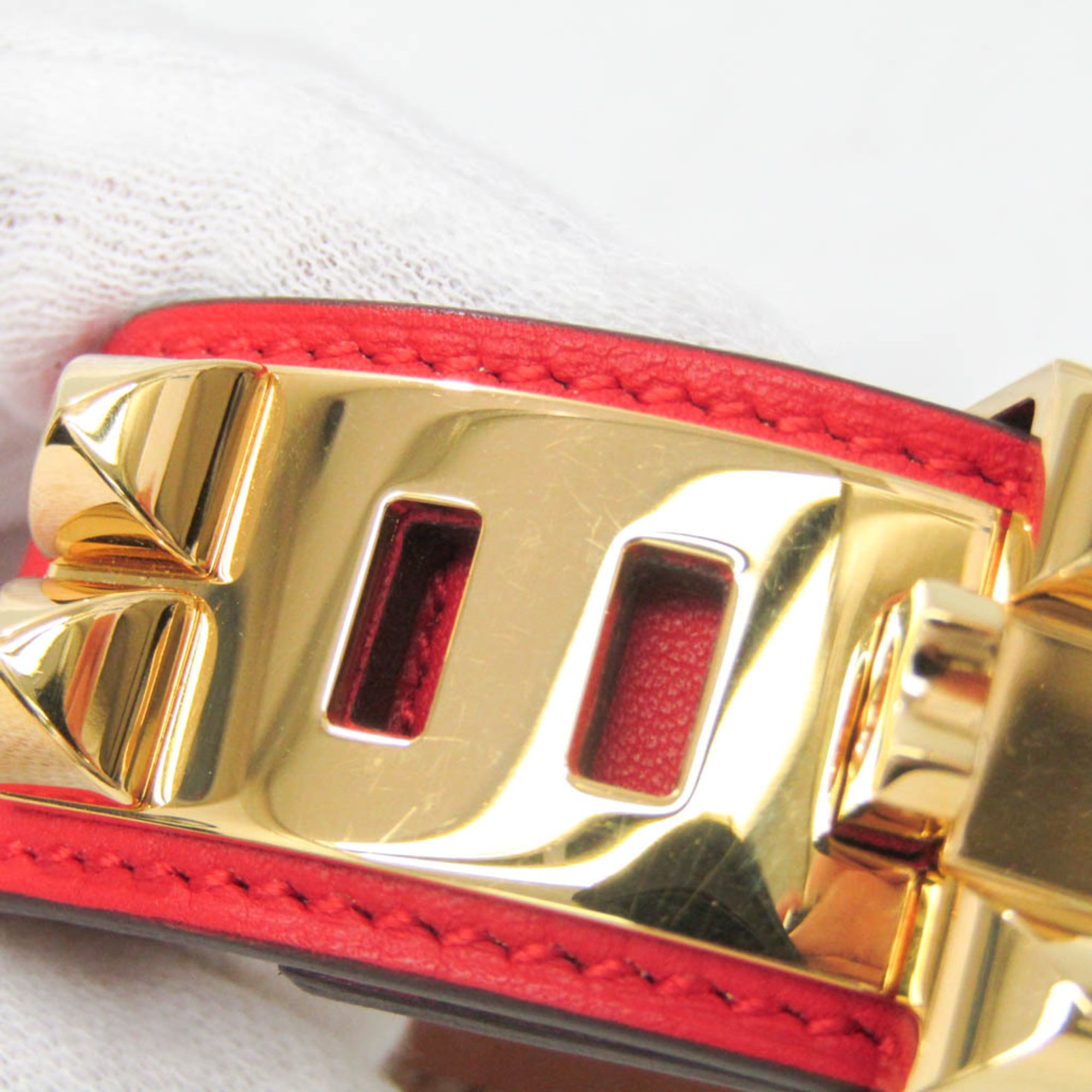 Hermes Collier De Chien 24 Bracelet Leather Red Leather Bracelet Jewelry (Pre-Owned)