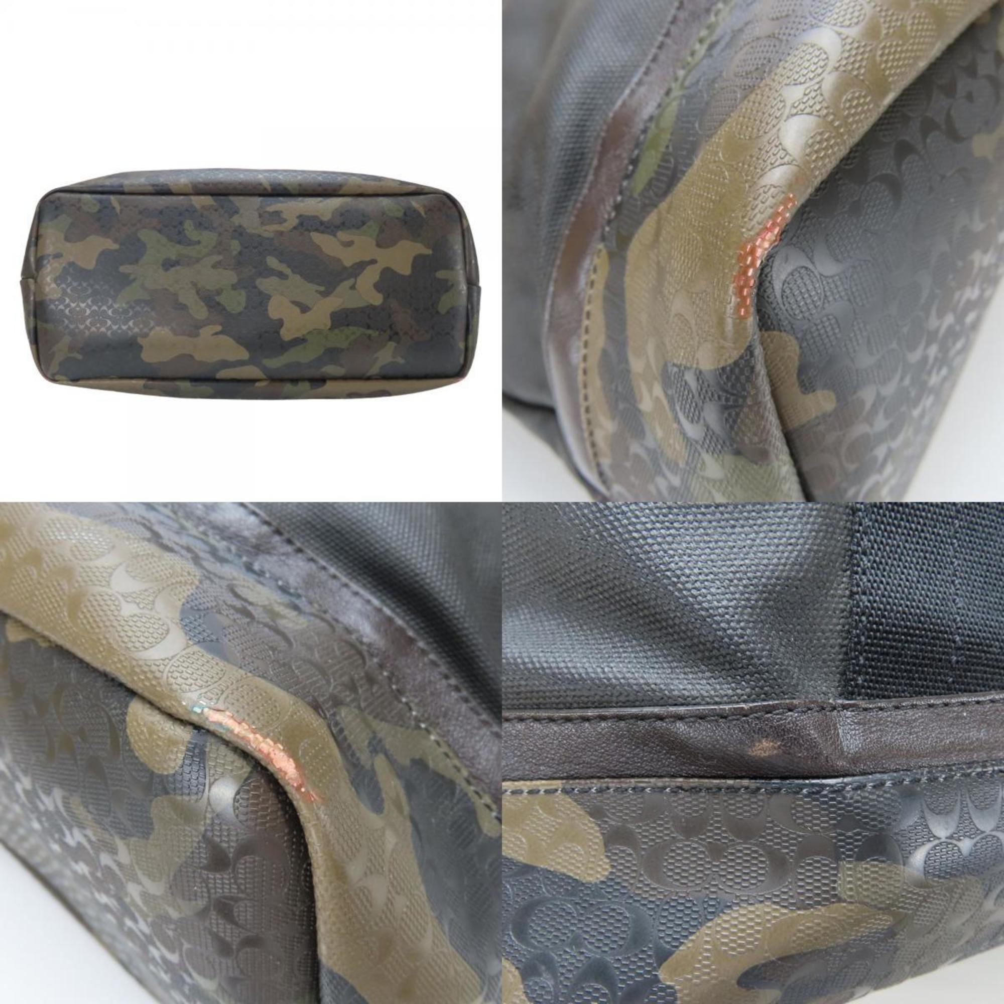 Coach Black Camouflage Green Pvc Coated Canvas Boston Bag Tote Bag (Pre-Owned)