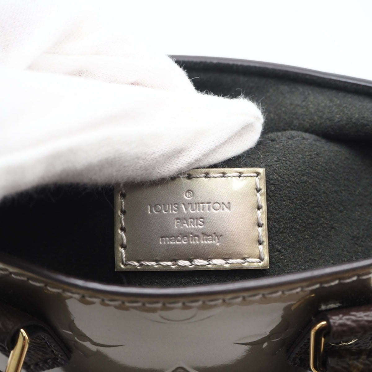 Louis Vuitton Gold Brown Patent Leather Coated Canvas Shoulder Bag (Pre-Owned)