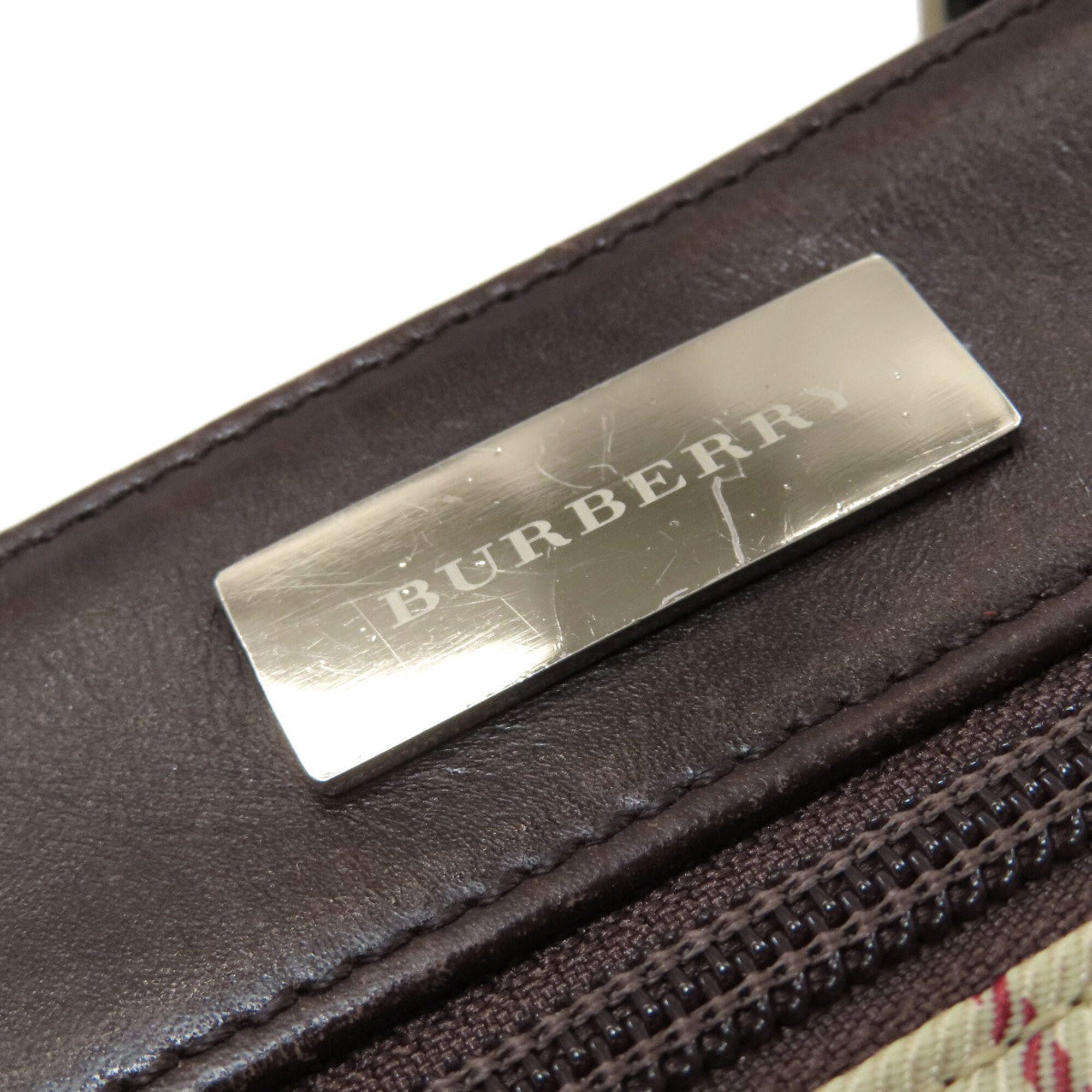 Burberry Beige Brown Canvas Leather Shoulder Bag (Pre-Owned)