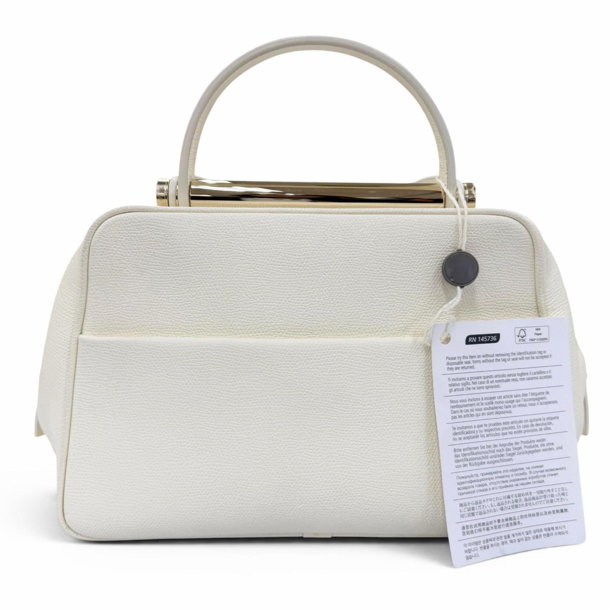 Valextra Ivory Leather Handbag Shoulder Bag (Pre-Owned)