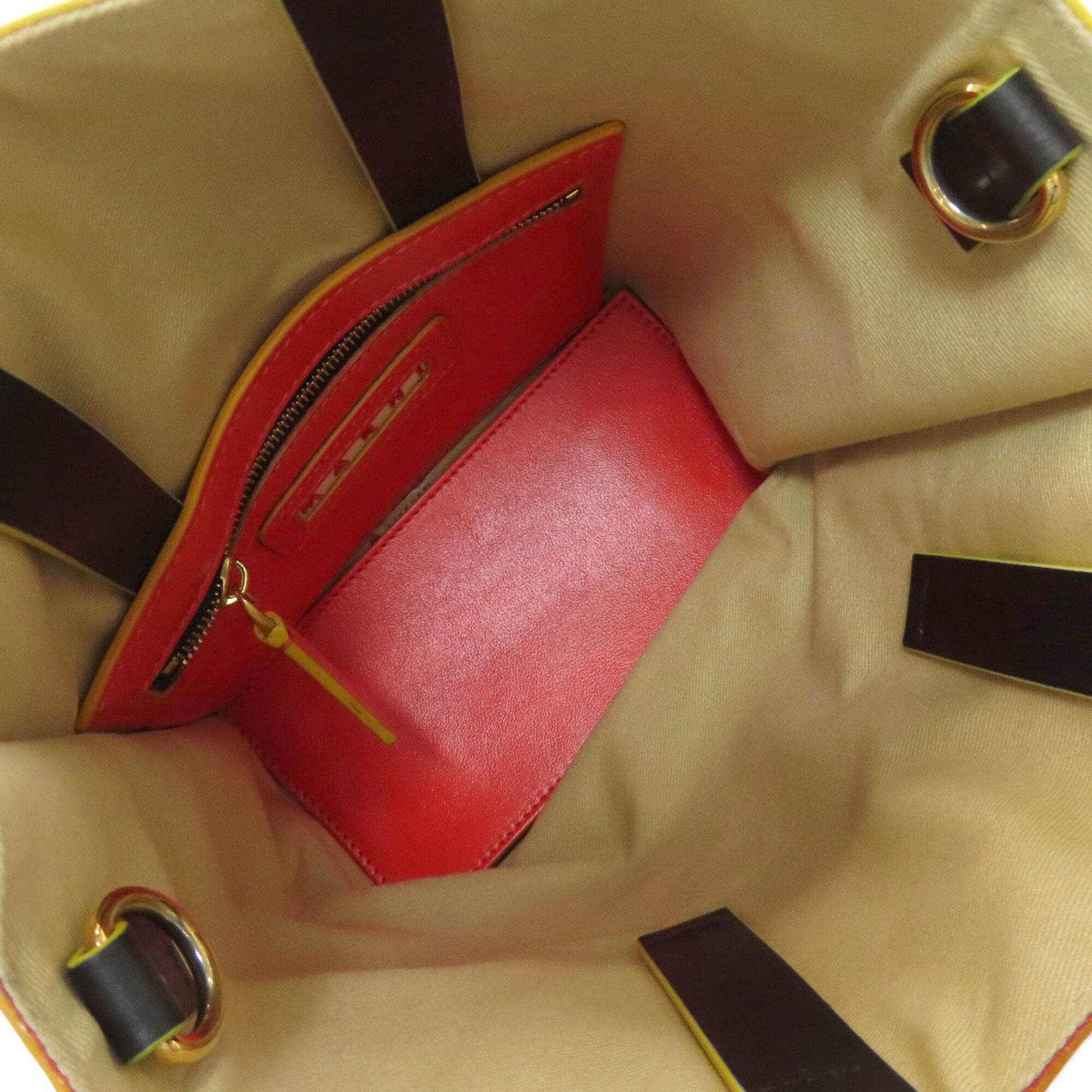 Marni Beige Red Color Leather Handbag (Pre-Owned)