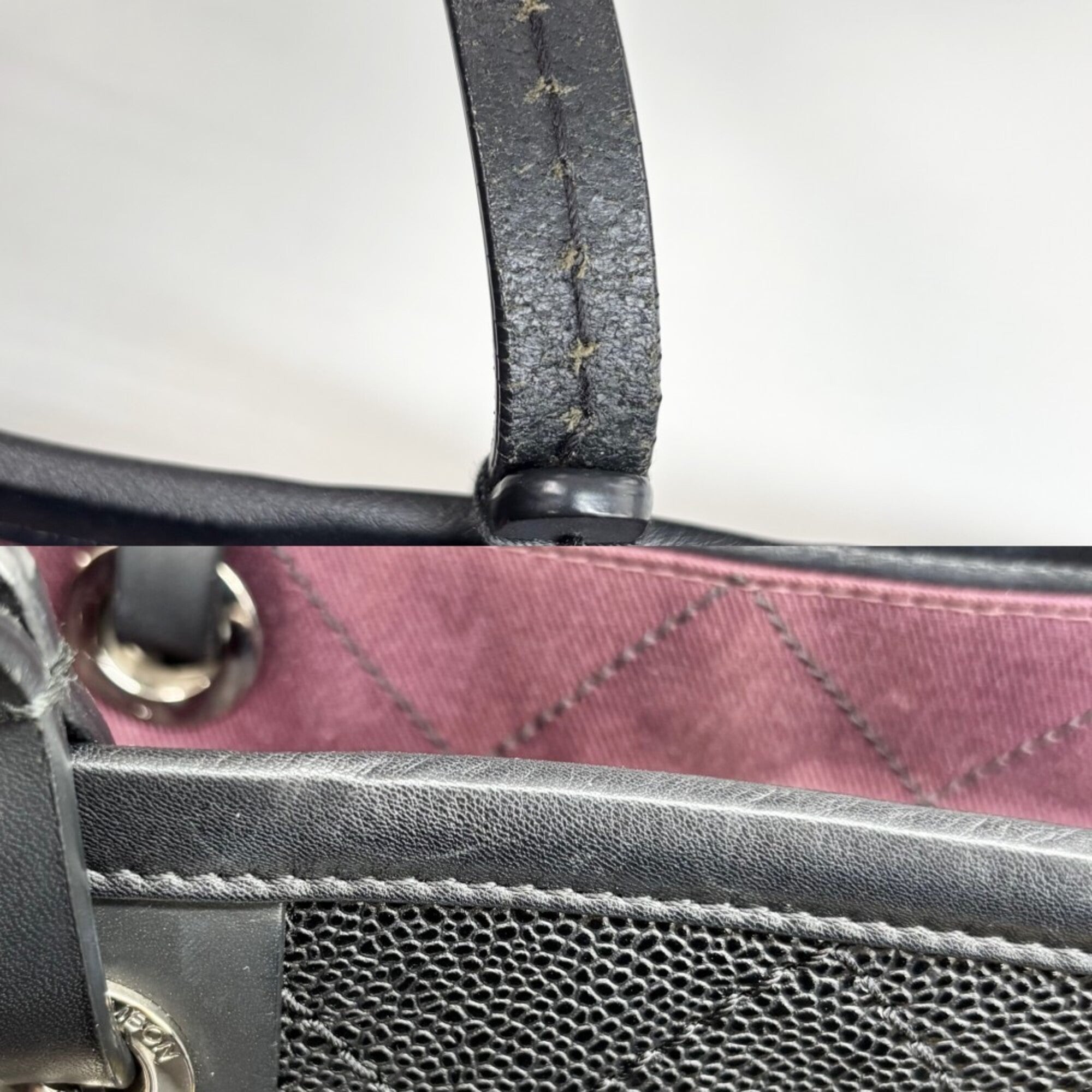 Chanel Black Leather Grained Calfskin Handbag Tote Bag (Pre-Owned)