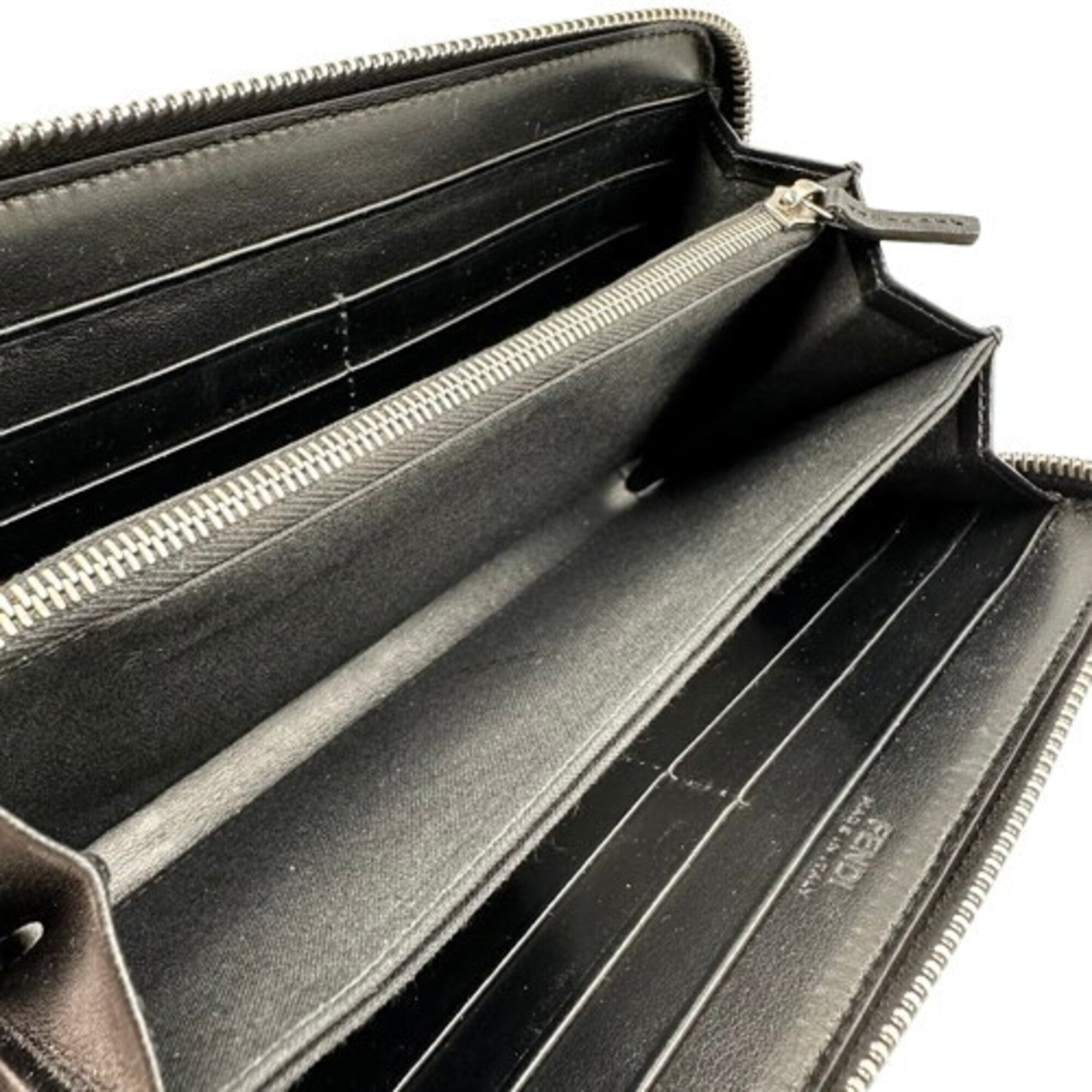 Fendi Black Yellow Leather Long Wallet (Bi-Fold) (Pre-Owned)