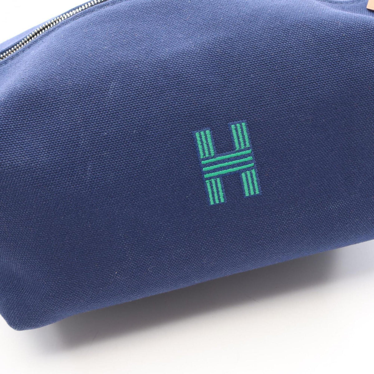 Hermes Blue Green Canvas Handbag (Pre-Owned)