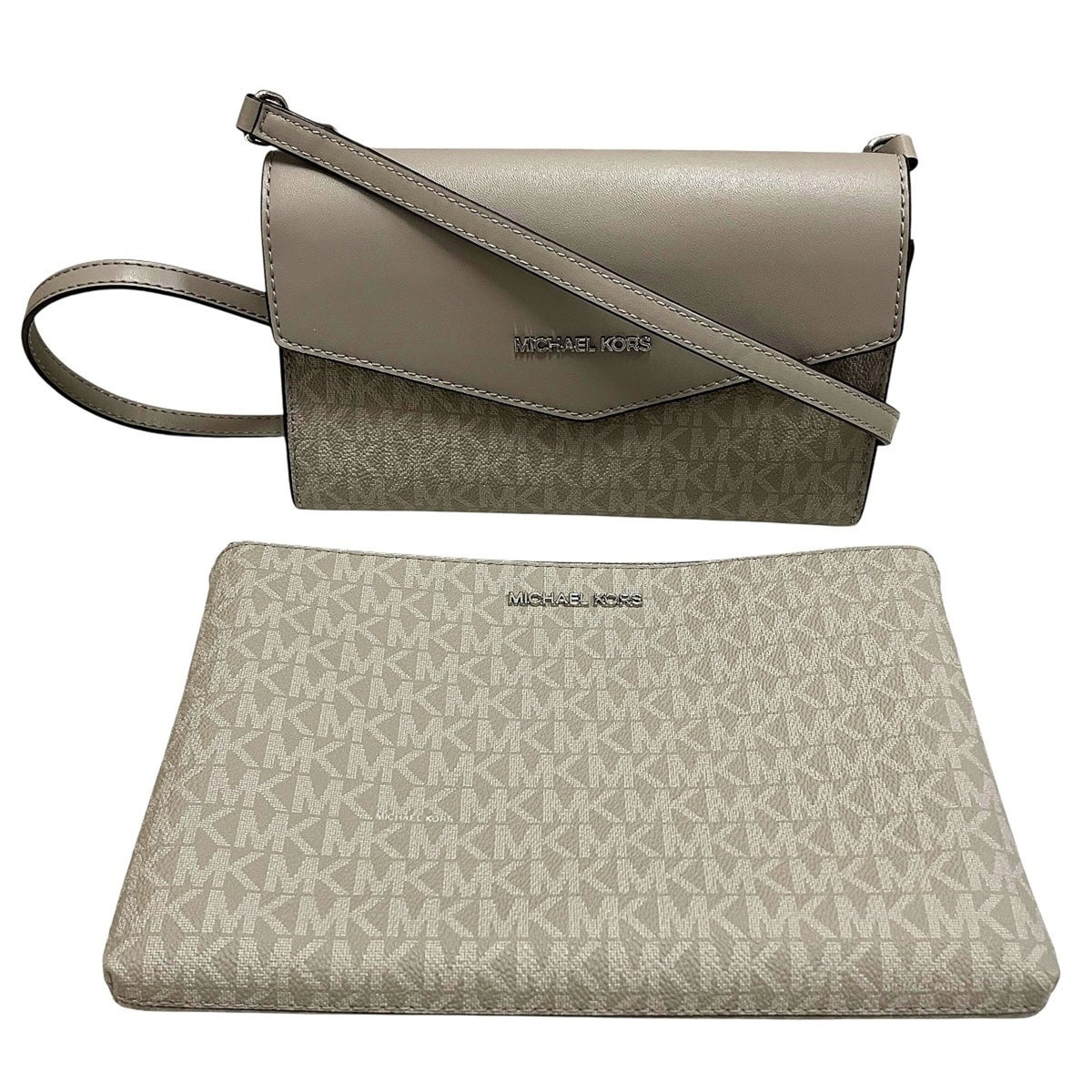 Michael Kors Beige Leather Shoulder Bag Tote Bag (Pre-Owned)