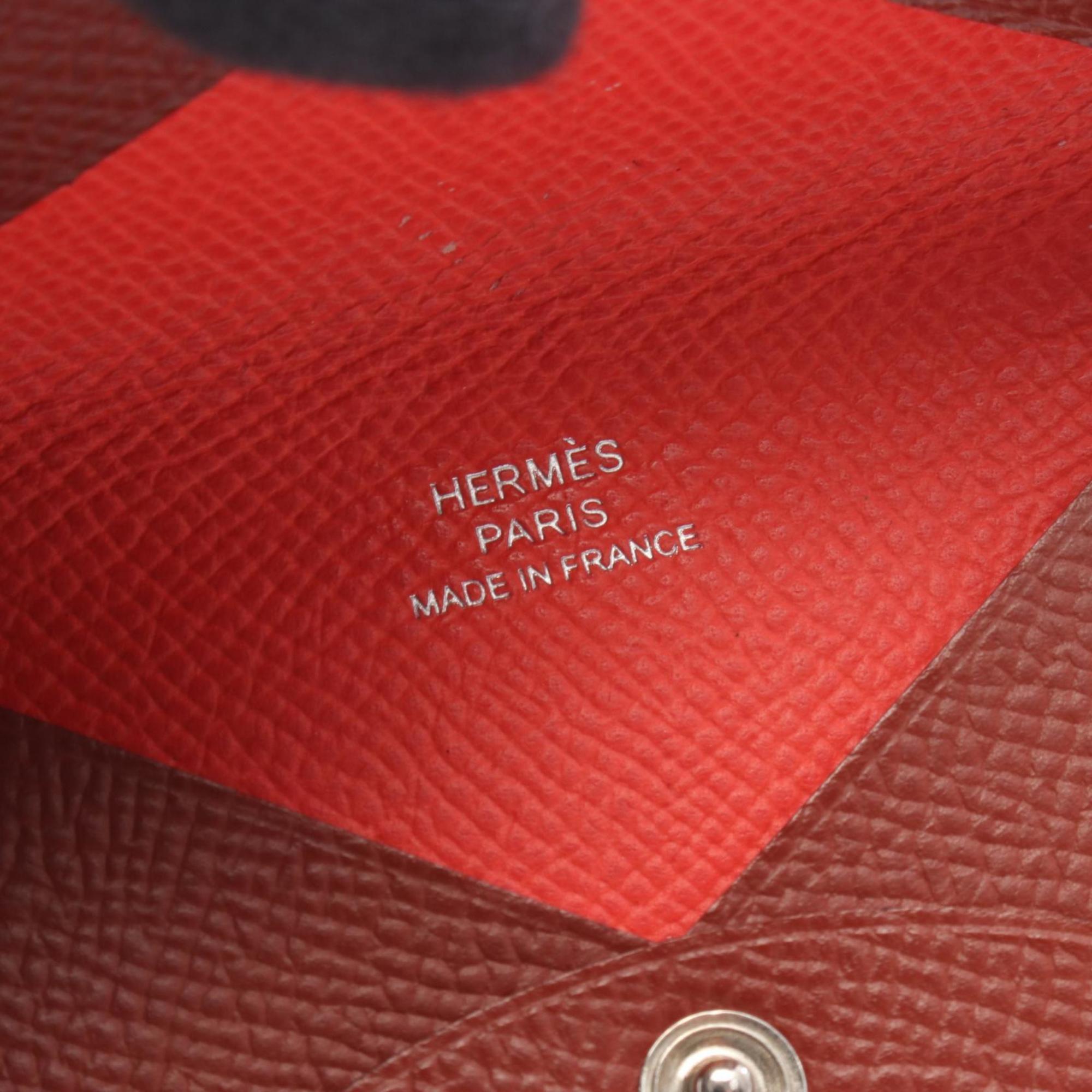 Hermes Bordeaux Epsom Leather Coin Purse/Coin Case (Pre-Owned)
