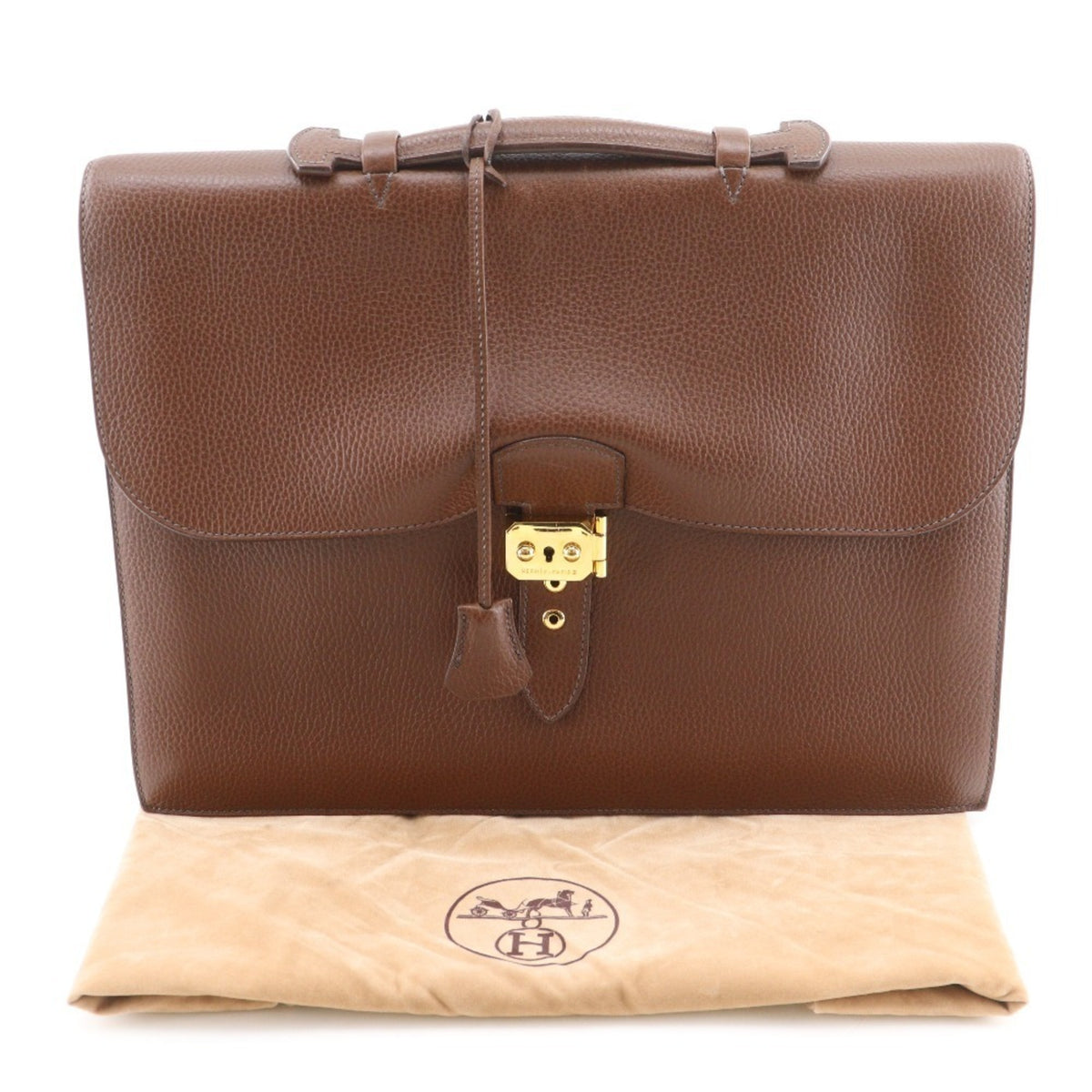Hermes Sac A Depeche Brown Fjord Leather Briefcase (Pre-Owned)
