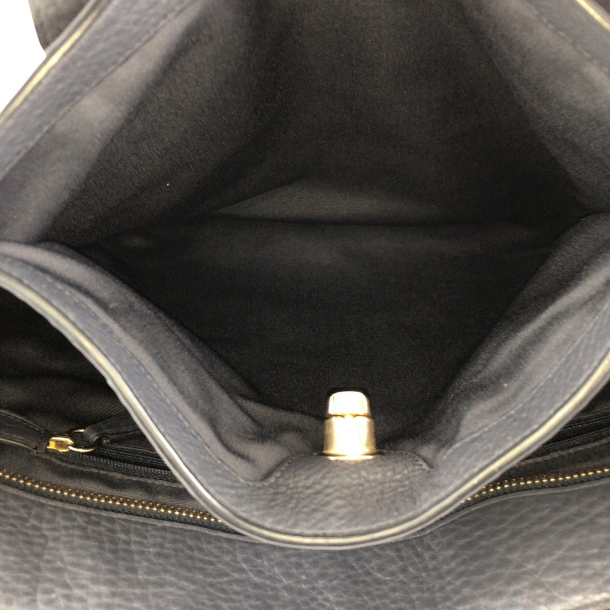 Coach Navy Leather Shoulder Bag Tote Bag (Pre-Owned)