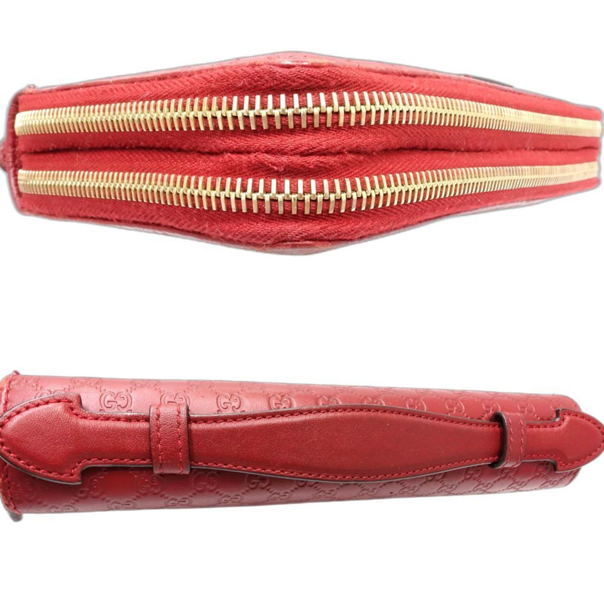 Gucci Red Color Leather Long Wallet (Bi-Fold) (Pre-Owned)