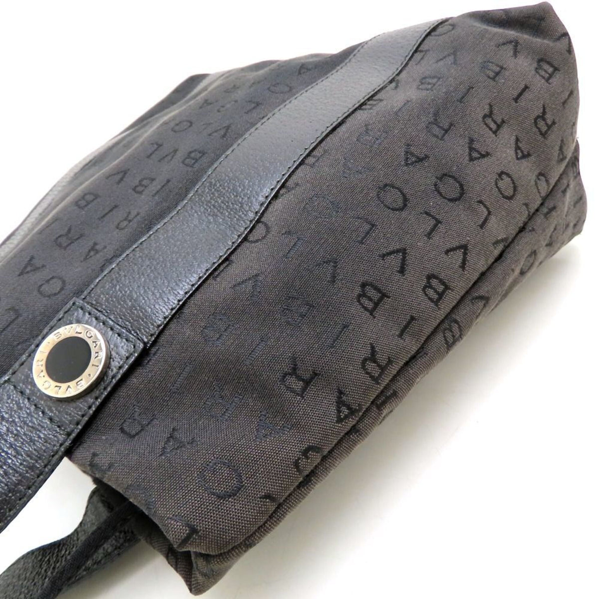 Bvlgari Black Canvas Leather Handbag Tote Bag (Pre-Owned)