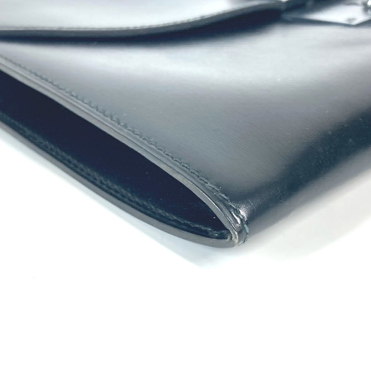 Hermes Black Box Calf Leather Clutch Bag Pouch (Pre-Owned)