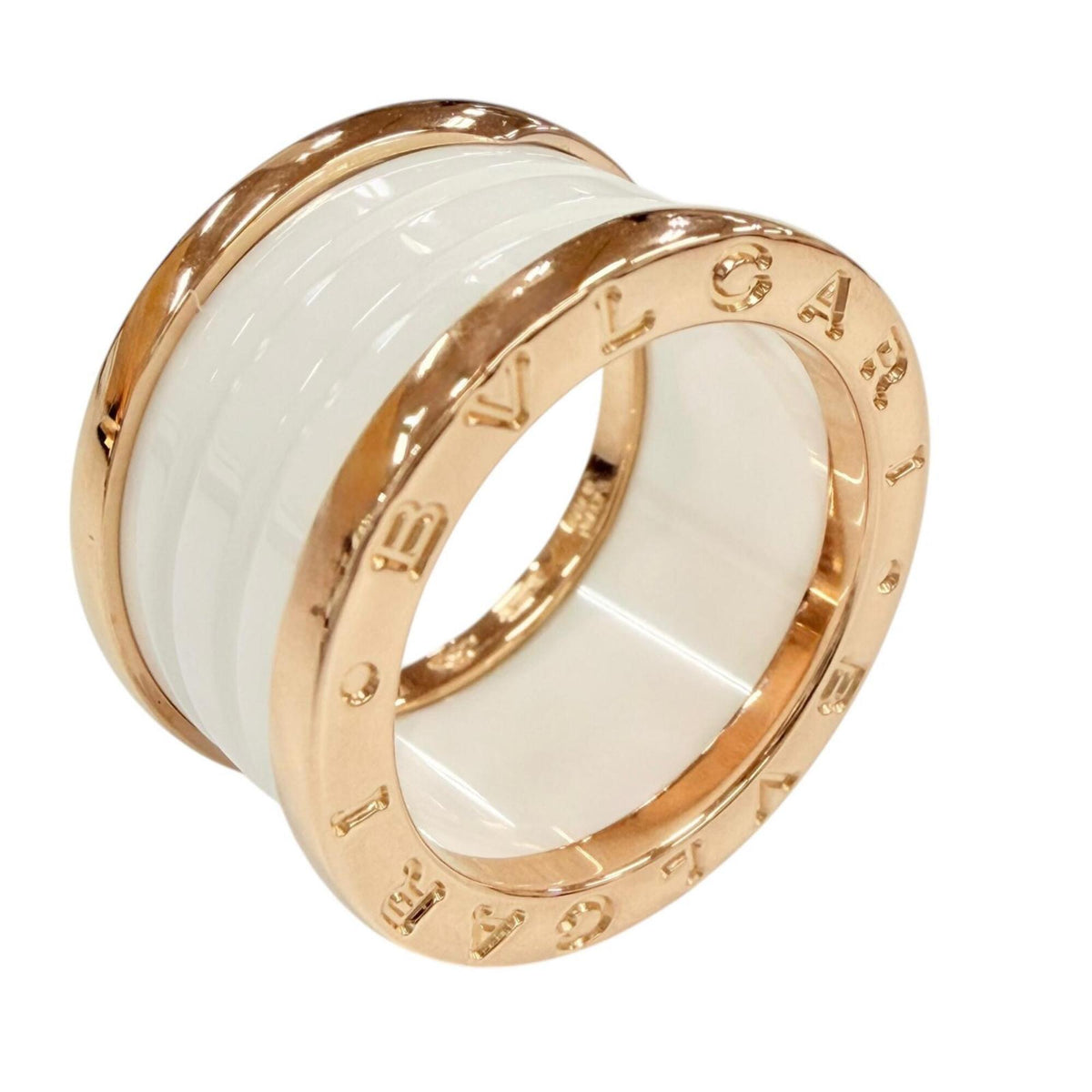 Bvlgari Pink Gold White Pink Gold (18K) Ceramic Band Ring (Pre-Owned)