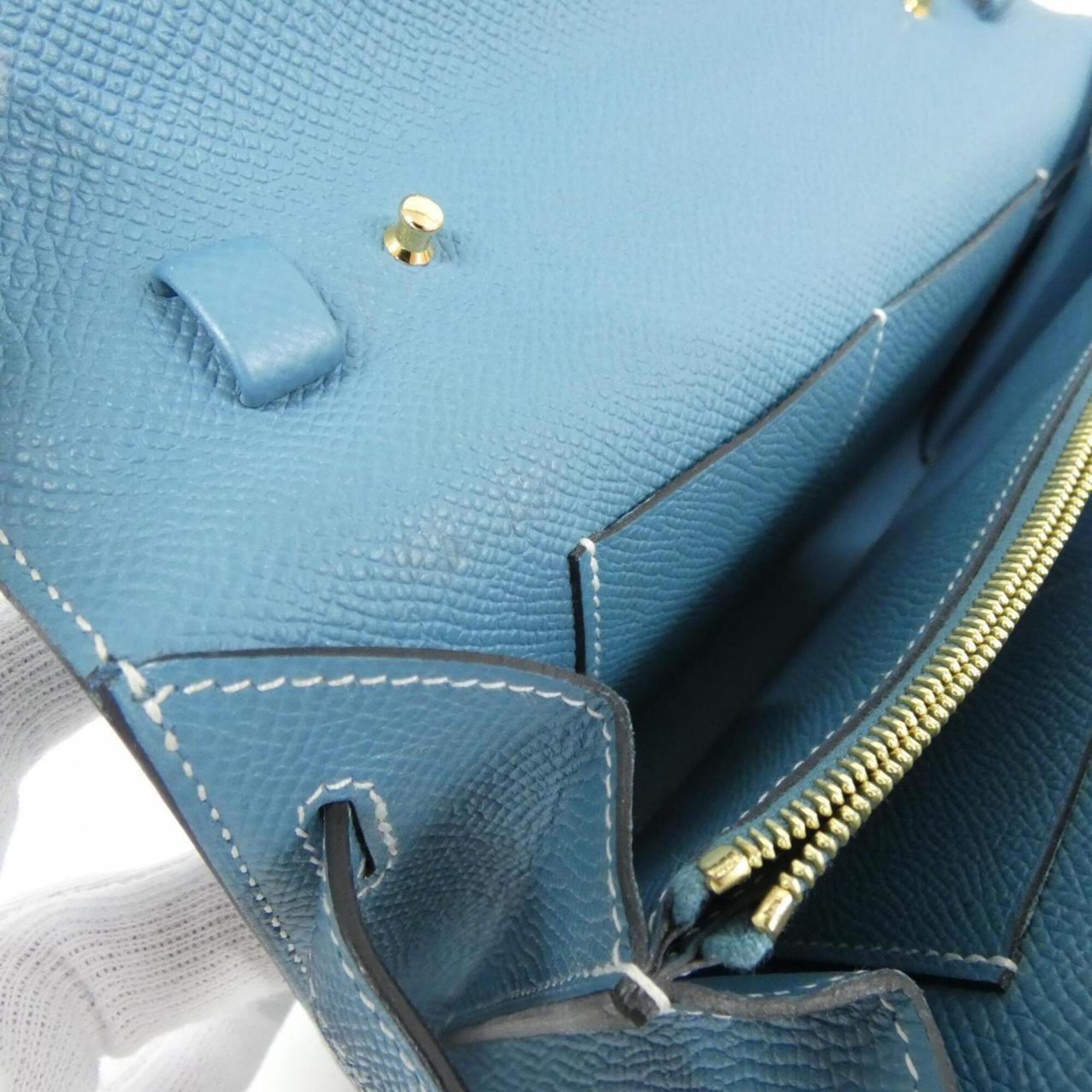 Hermes Blue Blue Jean Epsom Leather Chain/Shoulder Wallet (Pre-Owned)