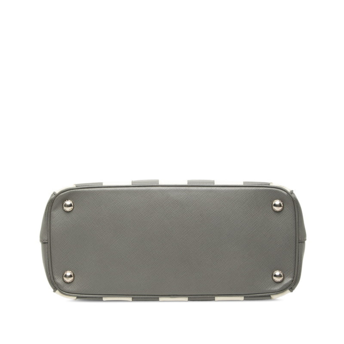 Prada Gray White Leather Handbag (Pre-Owned)