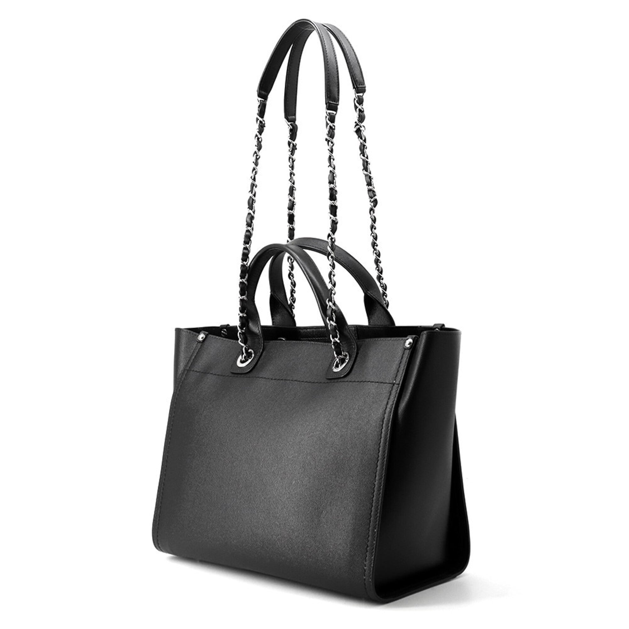 Chanel Black Grained Calfskin Handbag Shopping Bag Tote Bag (Pre-Owned)