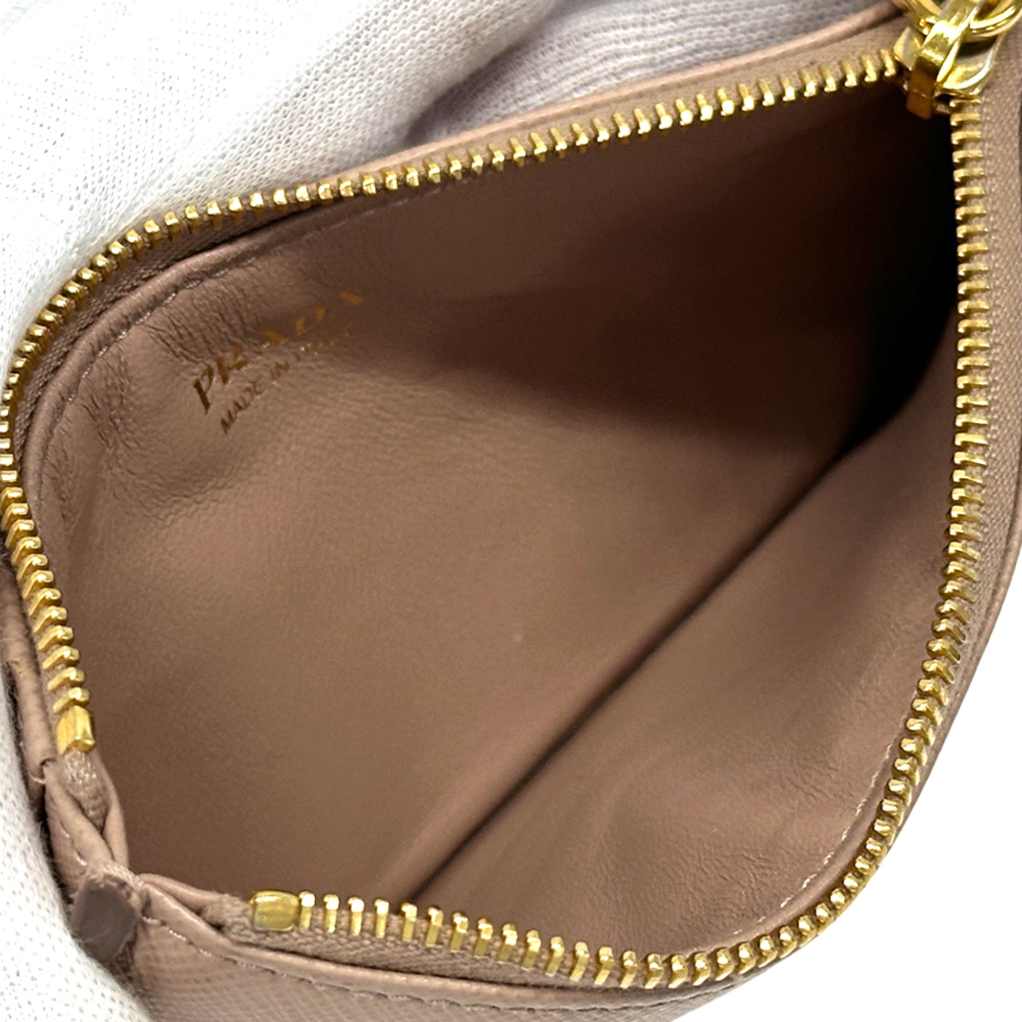 Prada Pink Beige Leather Coin Purse/Coin Case (Pre-Owned)