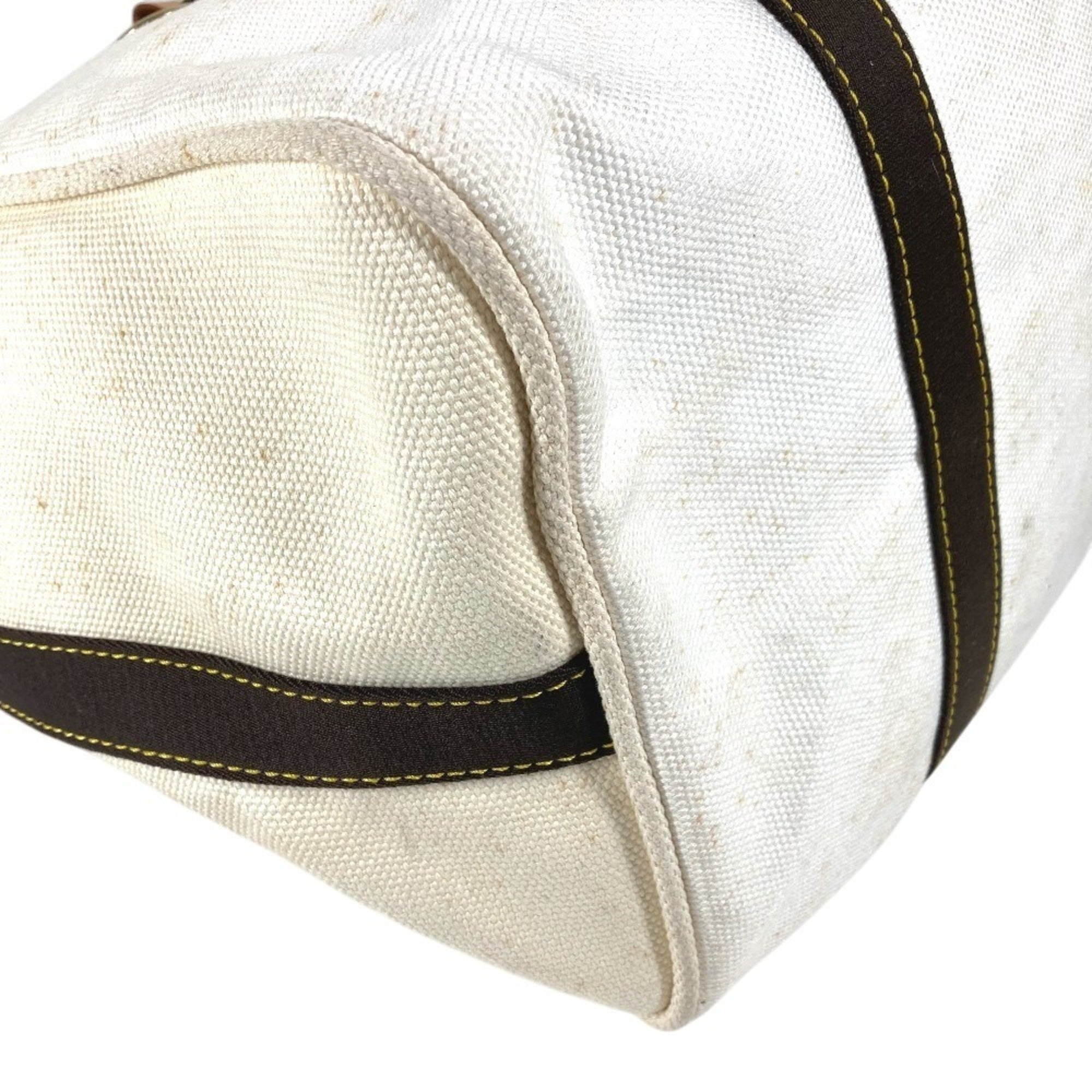 Louis Vuitton Brown White Canvas Boston Bag Shoulder Bag Tote Bag (Pre-Owned)