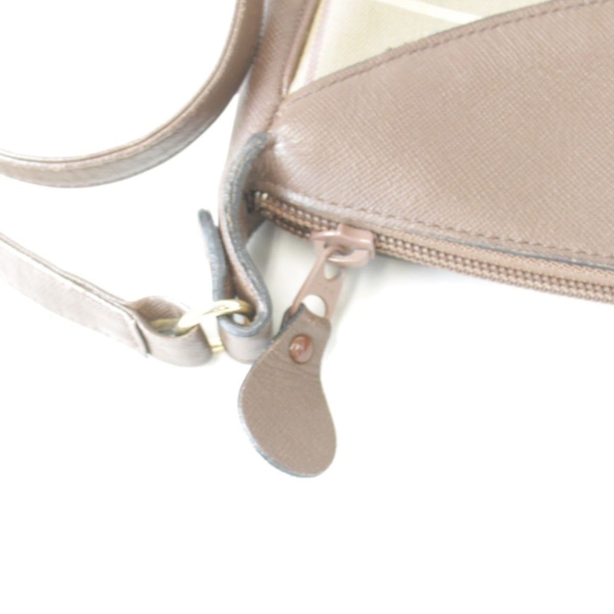 Burberry Brown Gray Leather Canvas Shoulder Bag (Pre-Owned)