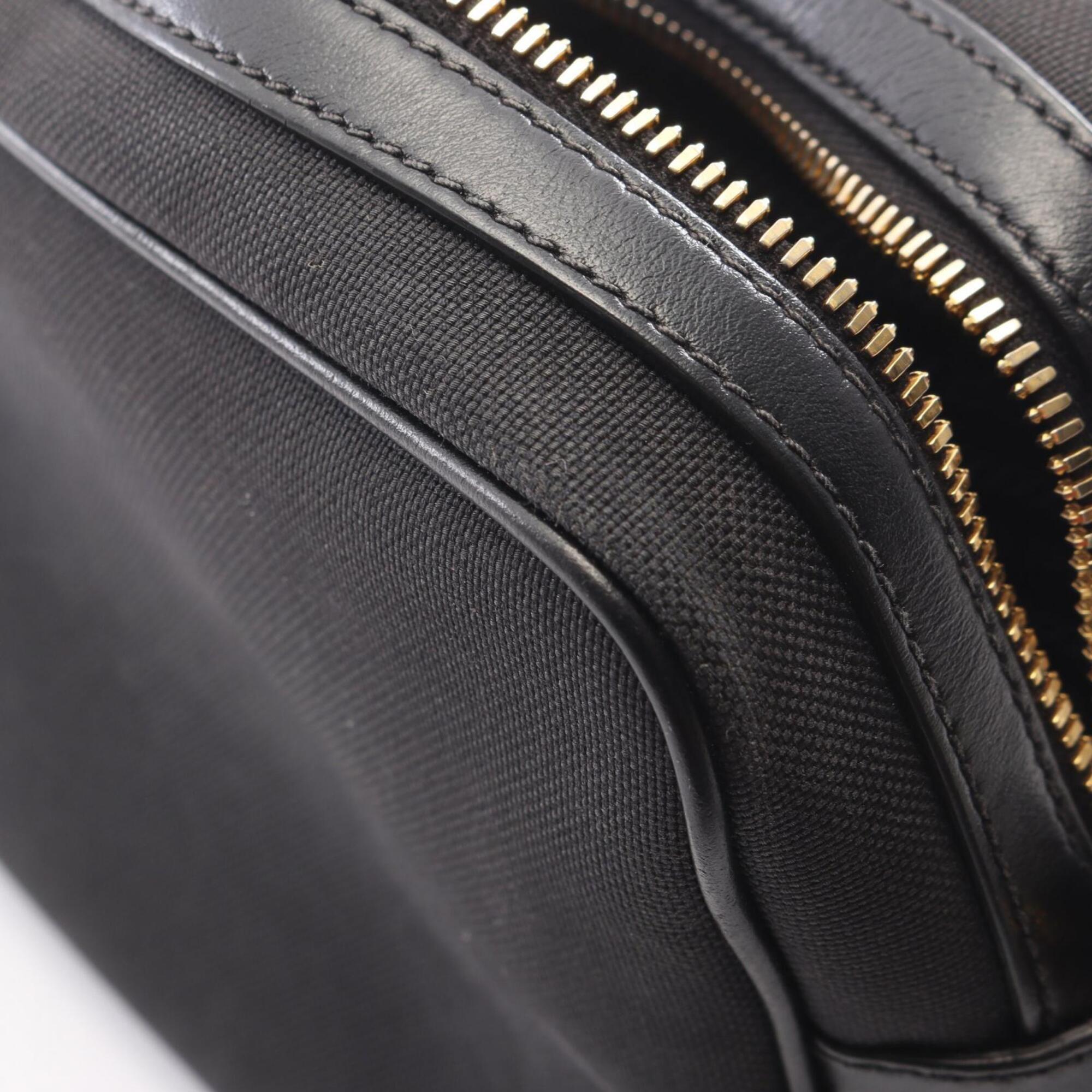 Prada Black Canvas Leather Handbag Shoulder Bag (Pre-Owned)