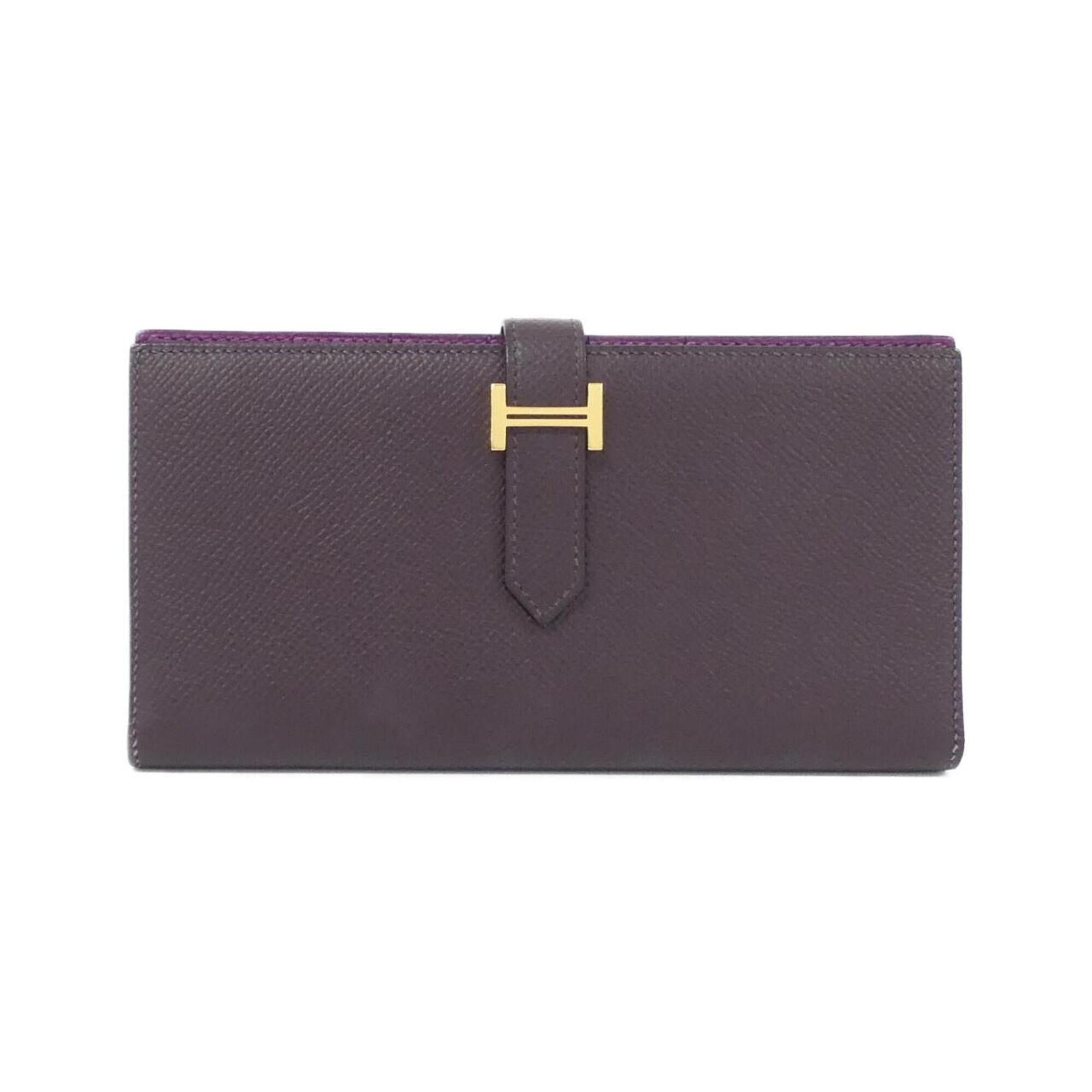 Hermes Anemone Purple Epsom Leather Long Wallet (Bi-Fold) (Pre-Owned)