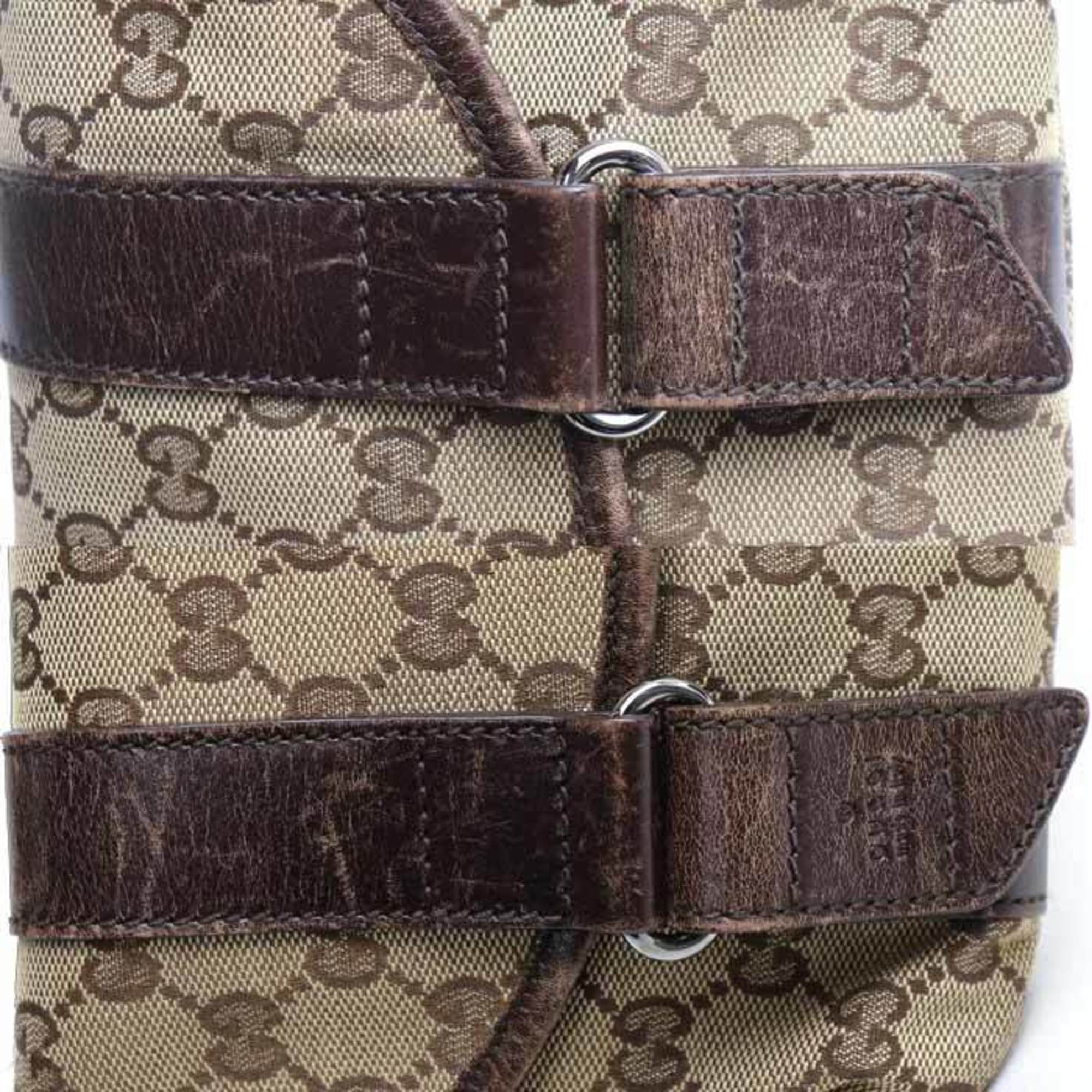 Gucci Beige Brown Gg Canvas Leather Fanny Pack (Pre-Owned)