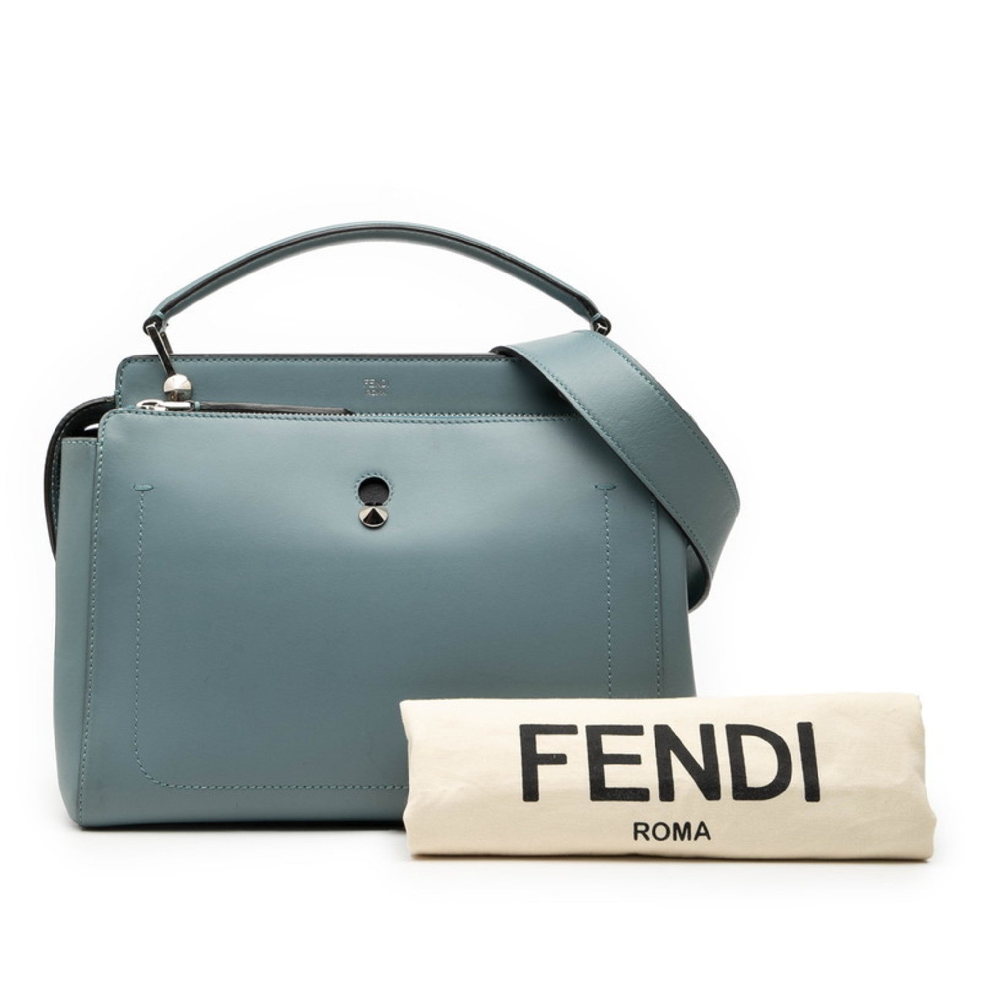 Fendi Blue Leather Handbag Pouch Shoulder Bag (Pre-Owned)