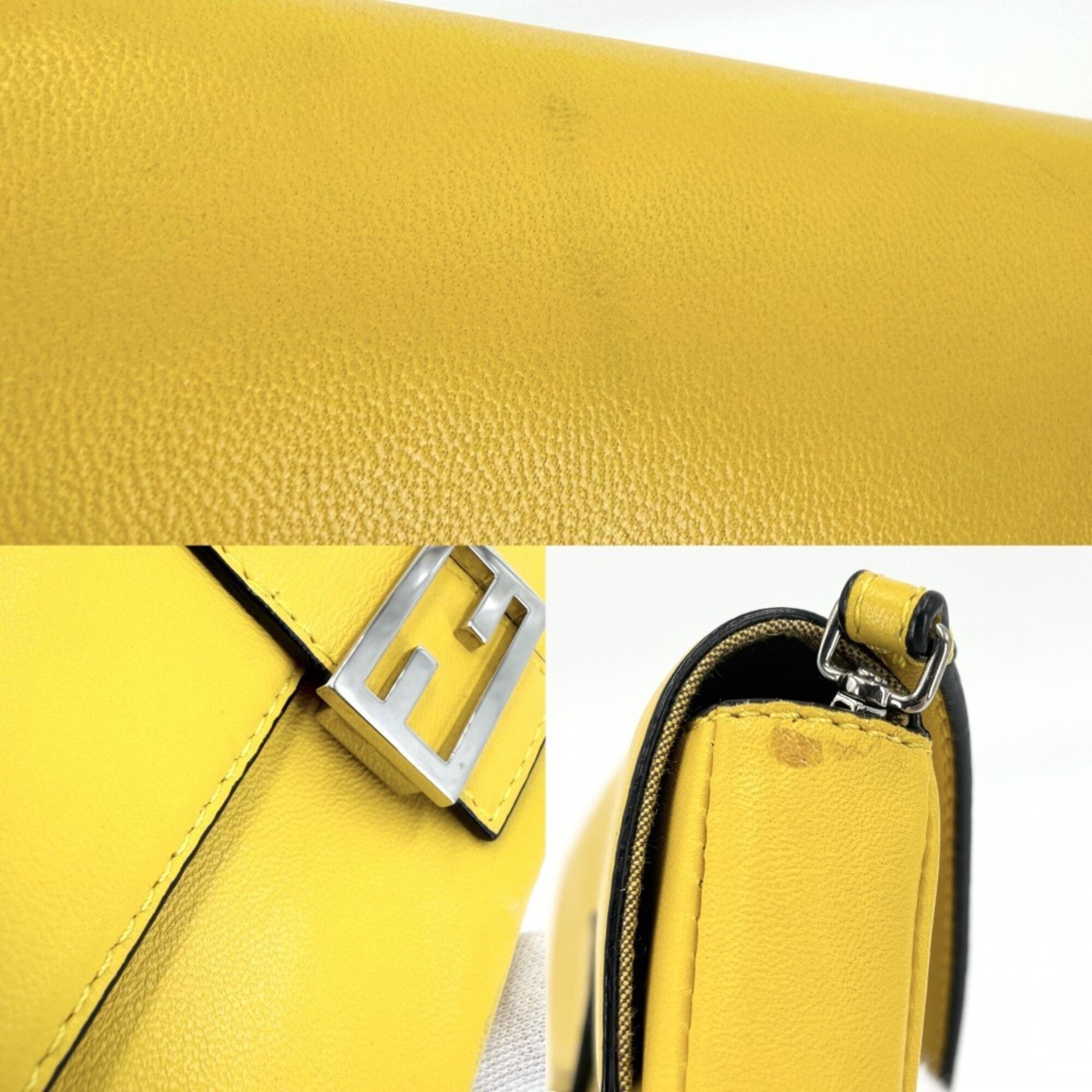 Fendi Yellow Leather Handbag Shoulder Bag (Pre-Owned)