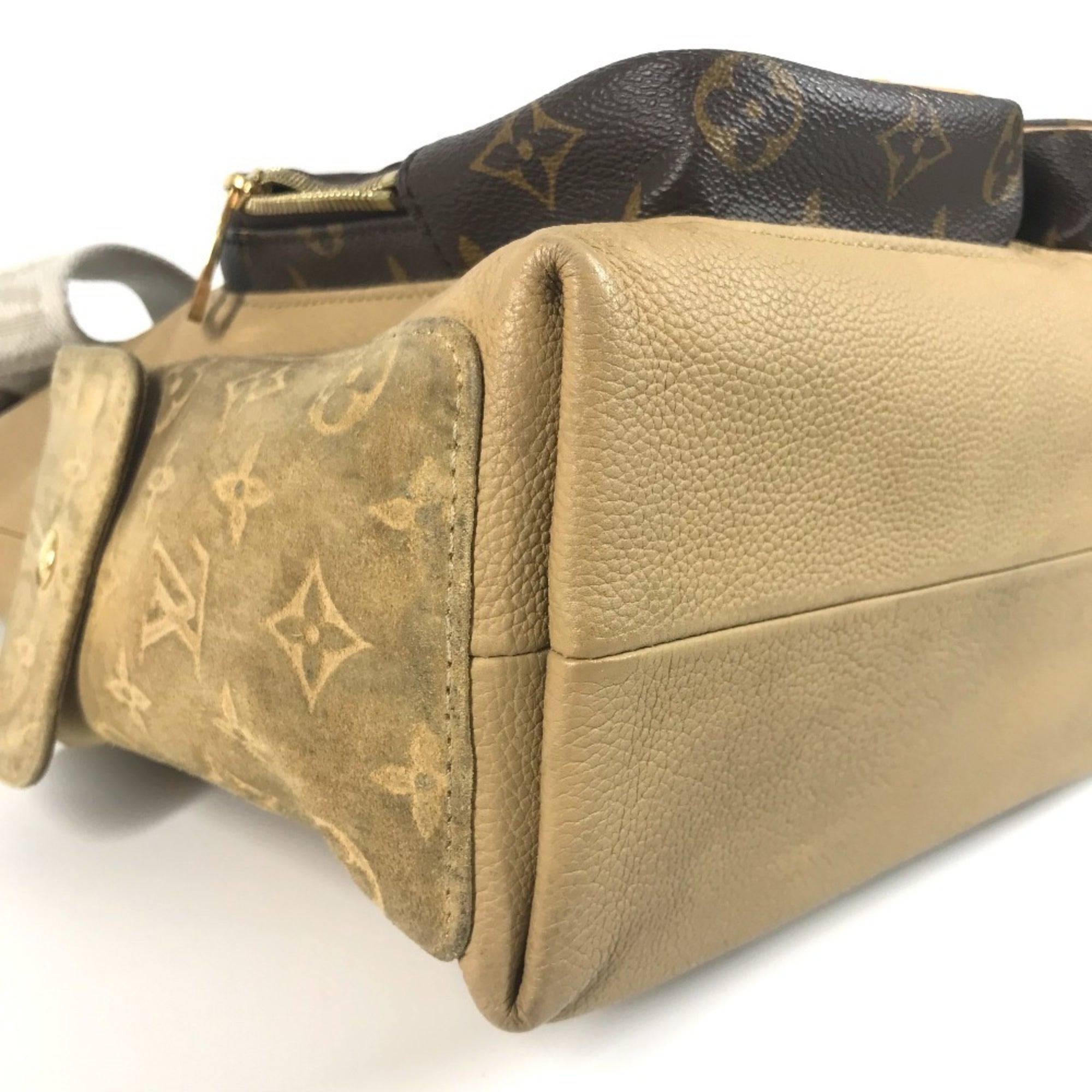 Louis Vuitton Beige Brown Monogram Canvas Leather Shoulder Bag (Pre-Owned)