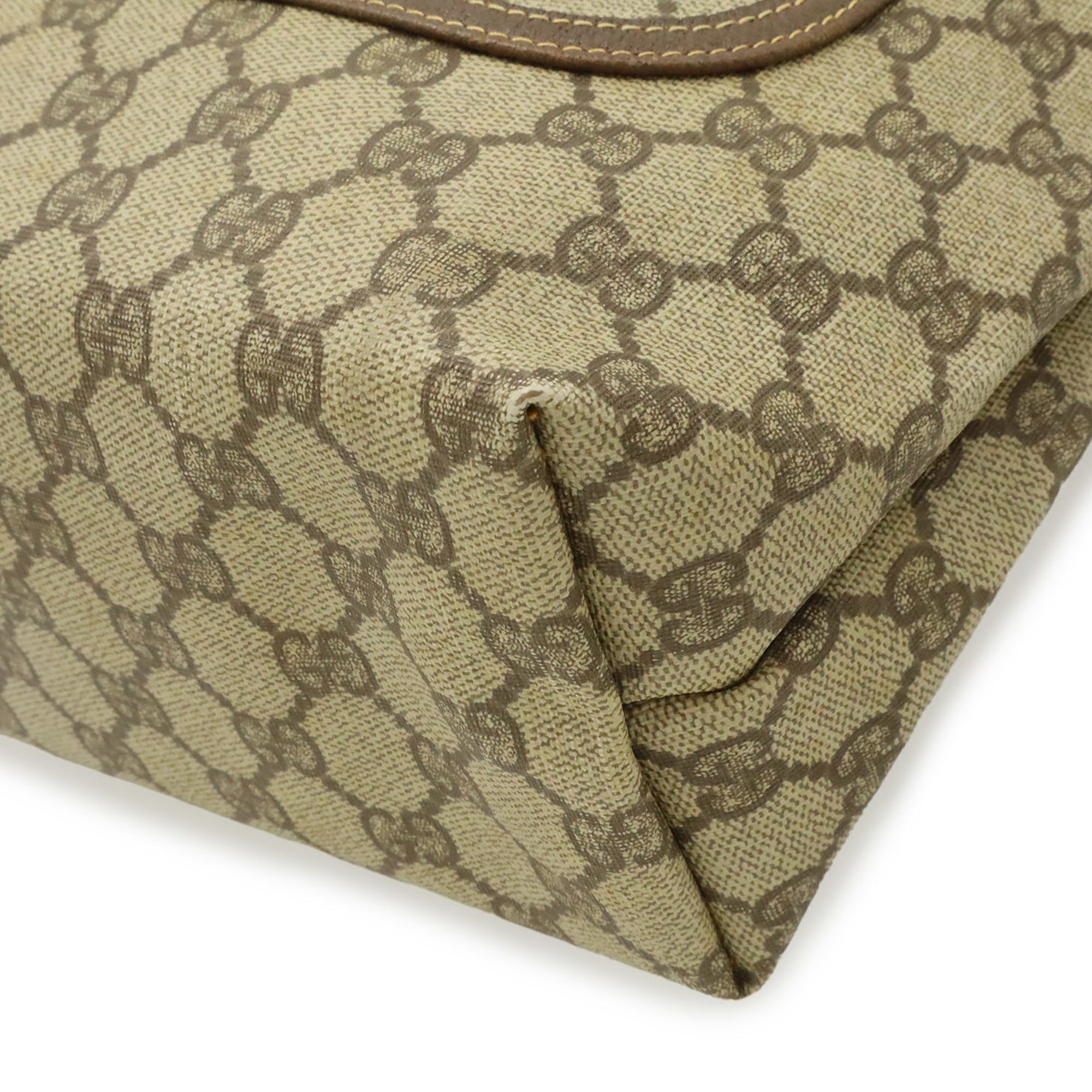 Gucci Beige Brown Green Red Color Pvc Leather Shoulder Bag Tote Bag (Pre-Owned)