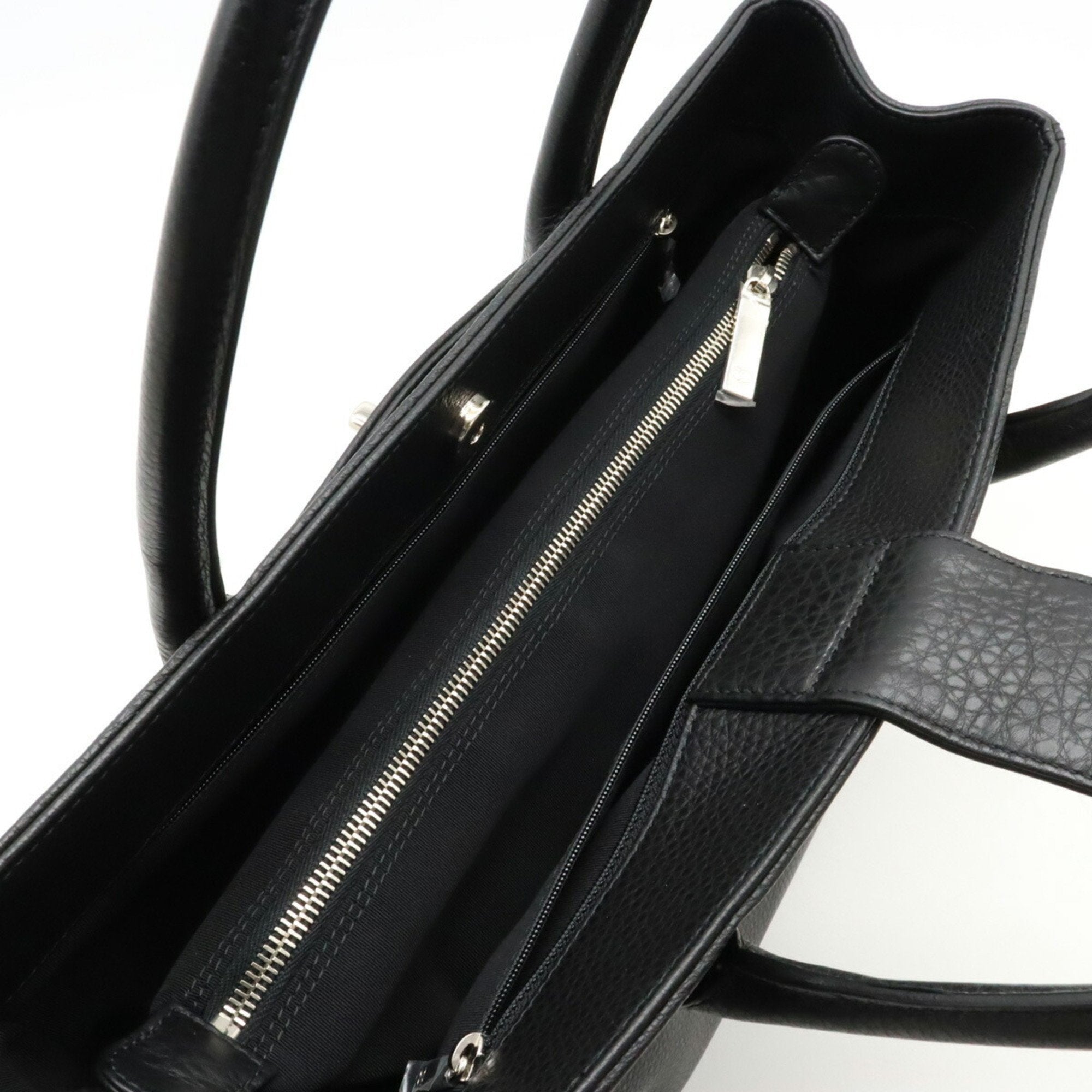 Chanel Black Leather Shoulder Bag Tote Bag (Pre-Owned)