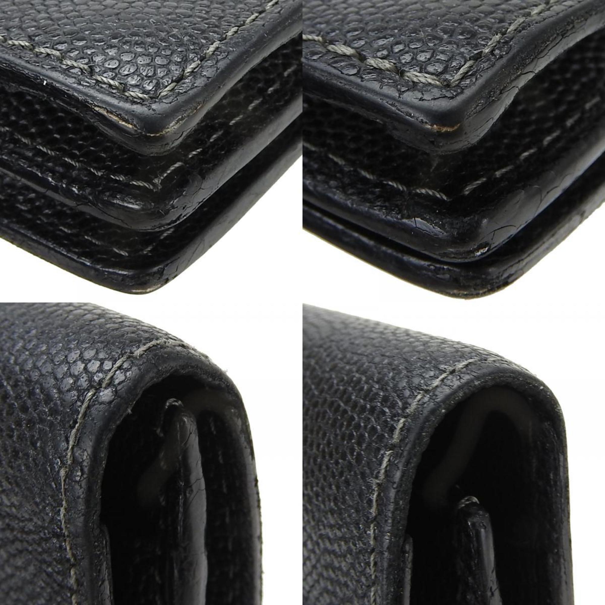 Cartier Santos Black Leather Long Wallet (Bi-Fold) (Pre-Owned)