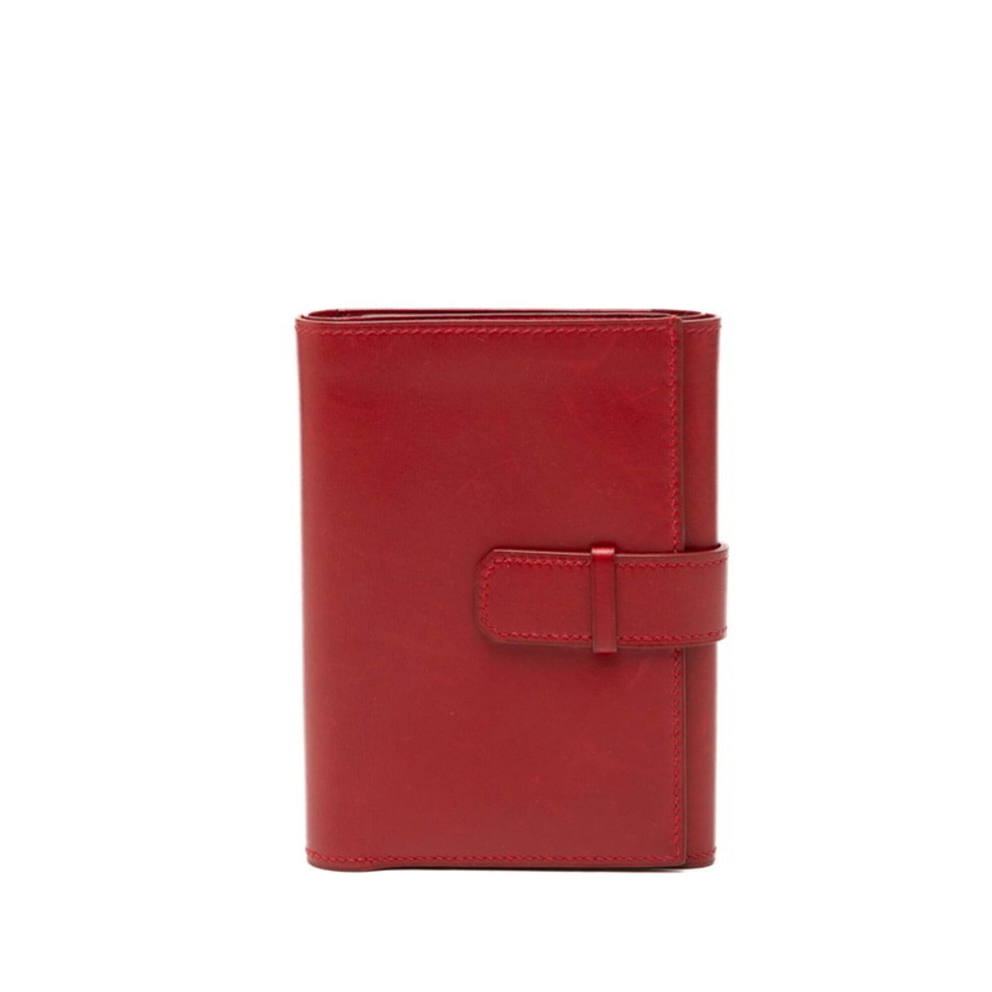 Hermes Red Color Box Calf Leather Wallet (Tri-Fold) (Pre-Owned)