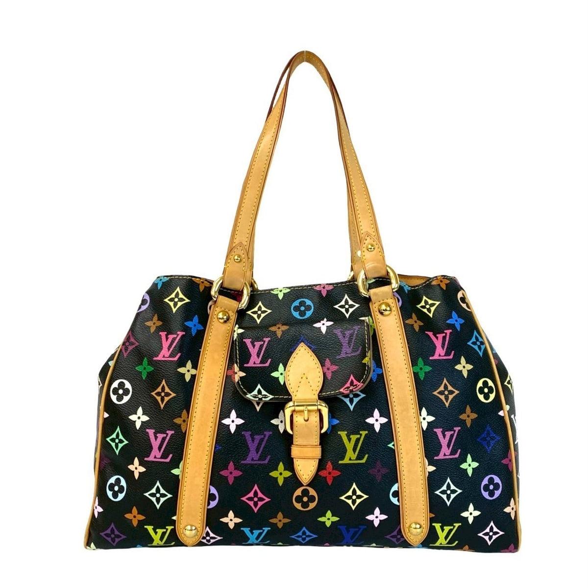 Louis Vuitton Black Multi-Color Leather Pvc Shoulder Bag Tote Bag (Pre-Owned)
