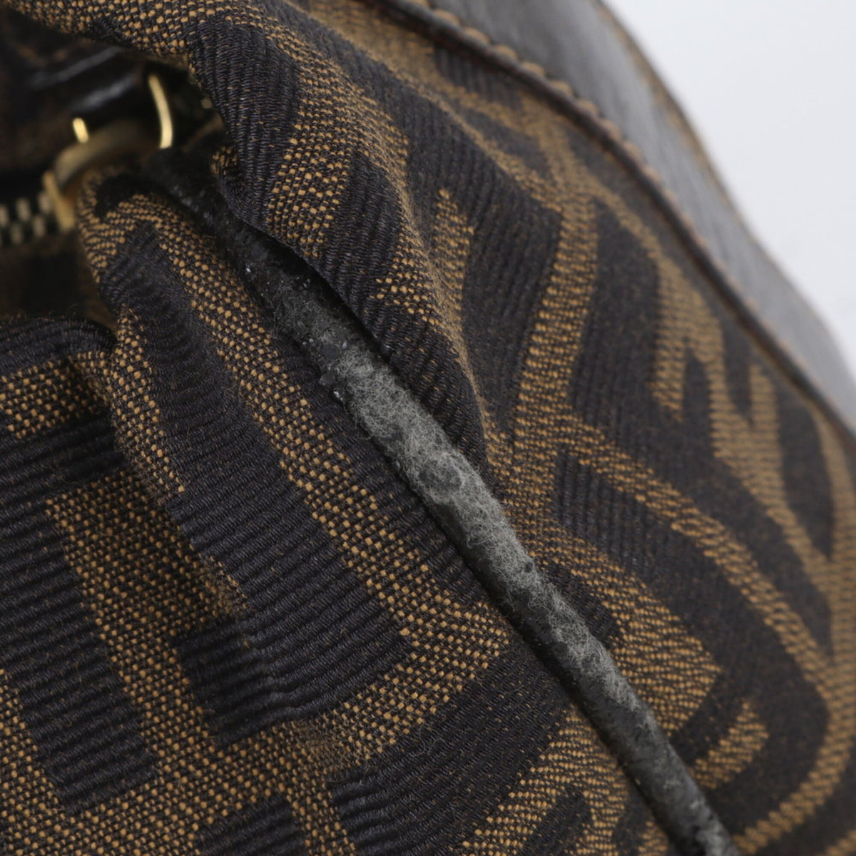 Fendi Brown Leather Nylon Clutch Bag Handbag Pouch (Pre-Owned)
