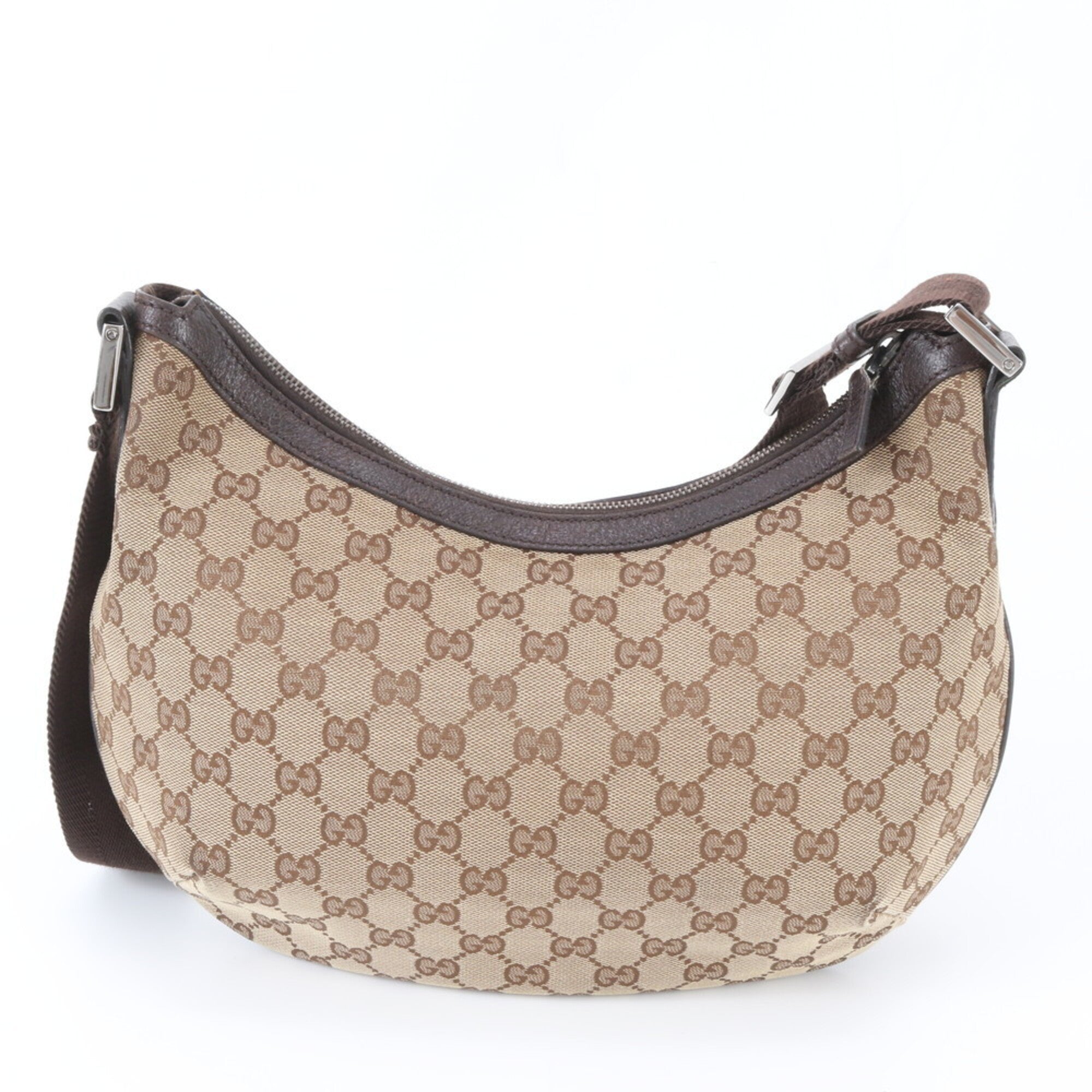 Gucci Gg Canvas Brown Leather Canvas Shoulder Bag (Pre-Owned)
