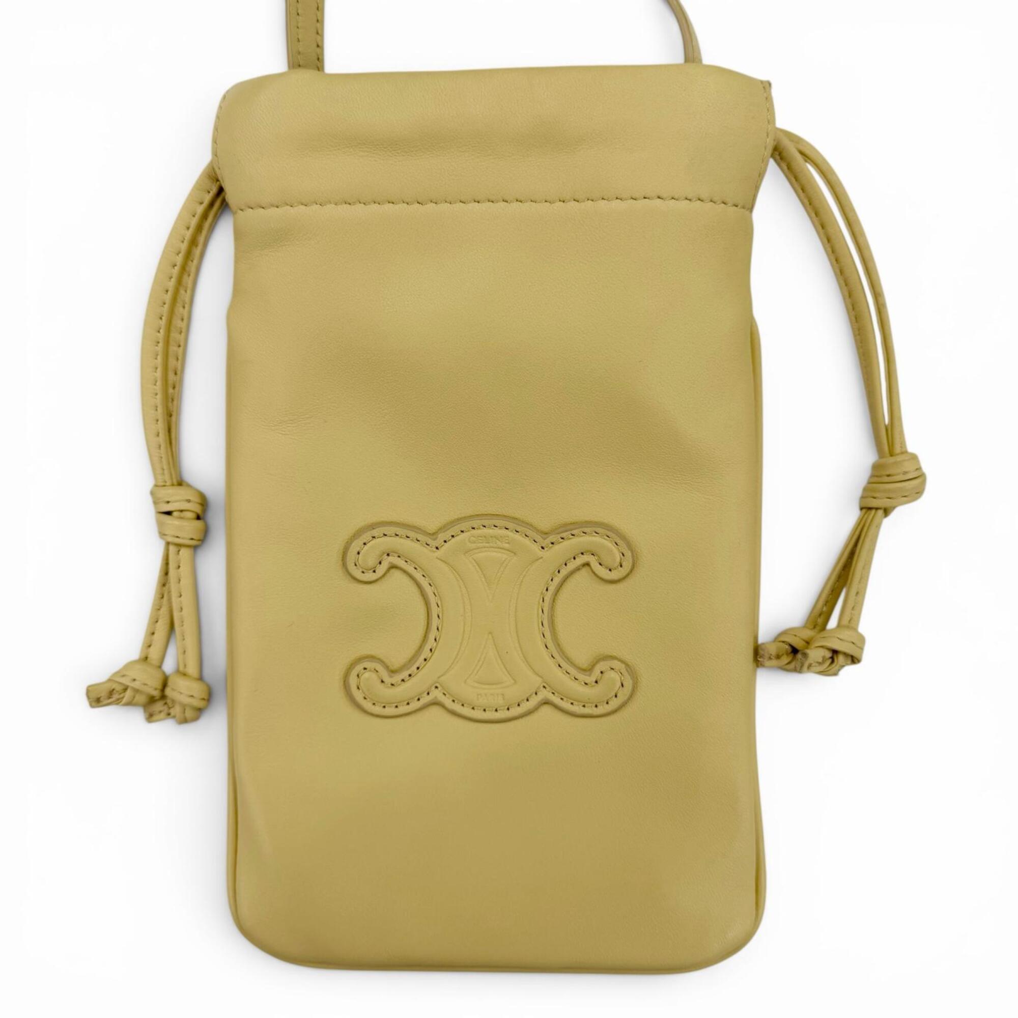 Celine Beige Leather Pouch Shoulder Bag (Pre-Owned)