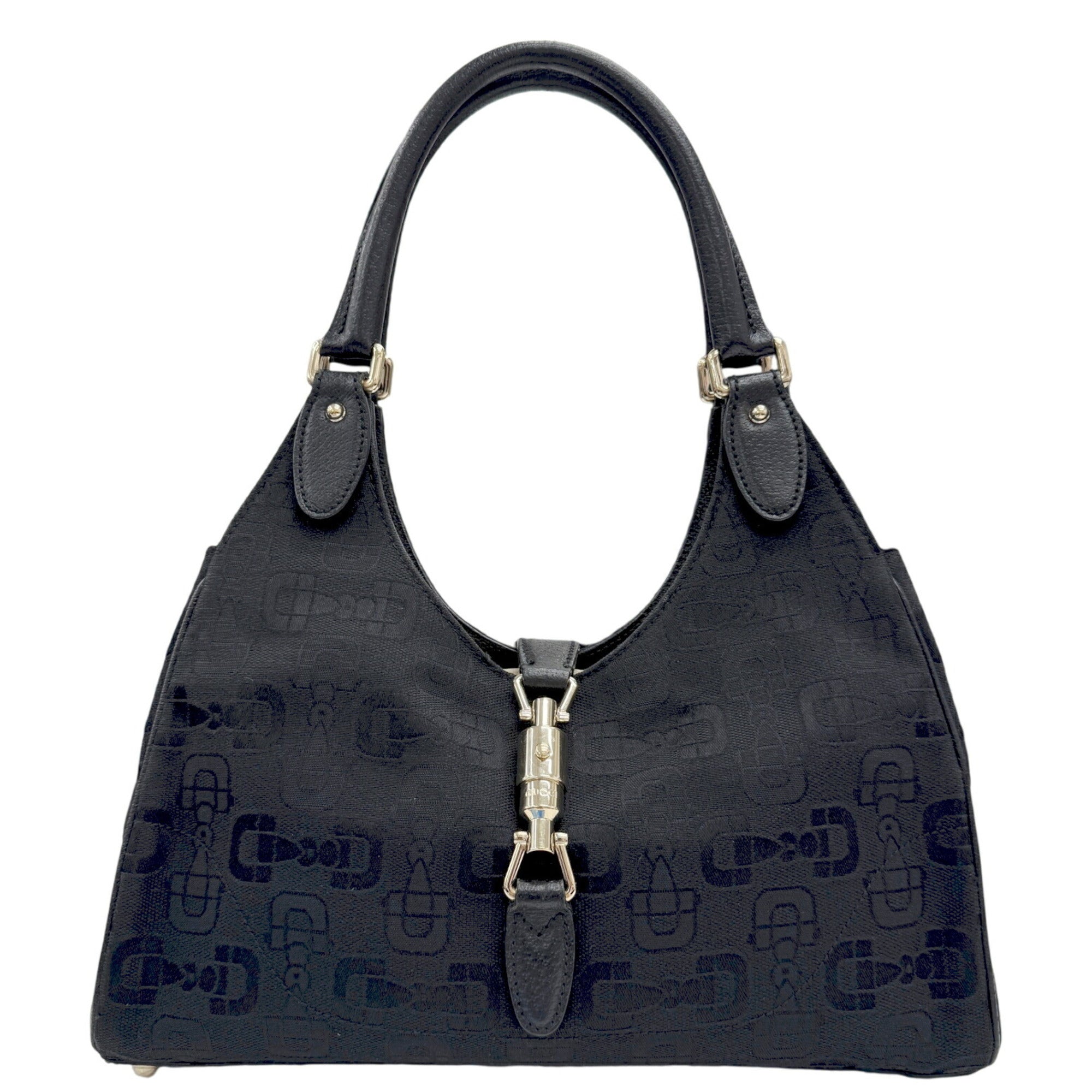 Gucci Black Canvas Leather Handbag Shoulder Bag (Pre-Owned)