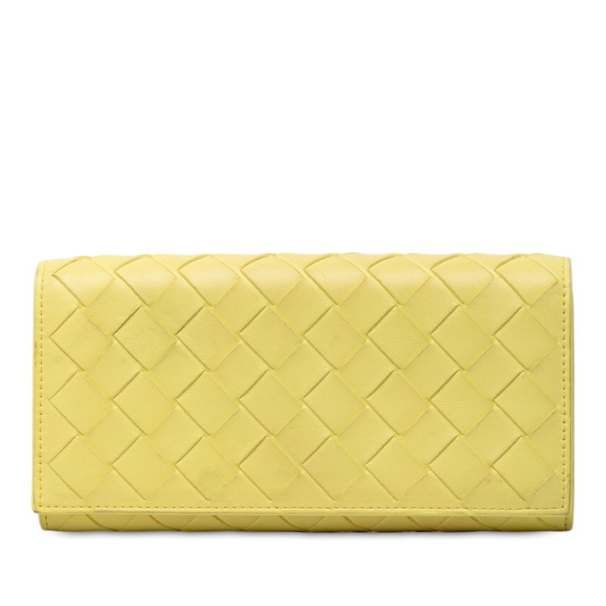 Bottega Veneta Yellow Leather Long Wallet (Bi-Fold) (Pre-Owned)
