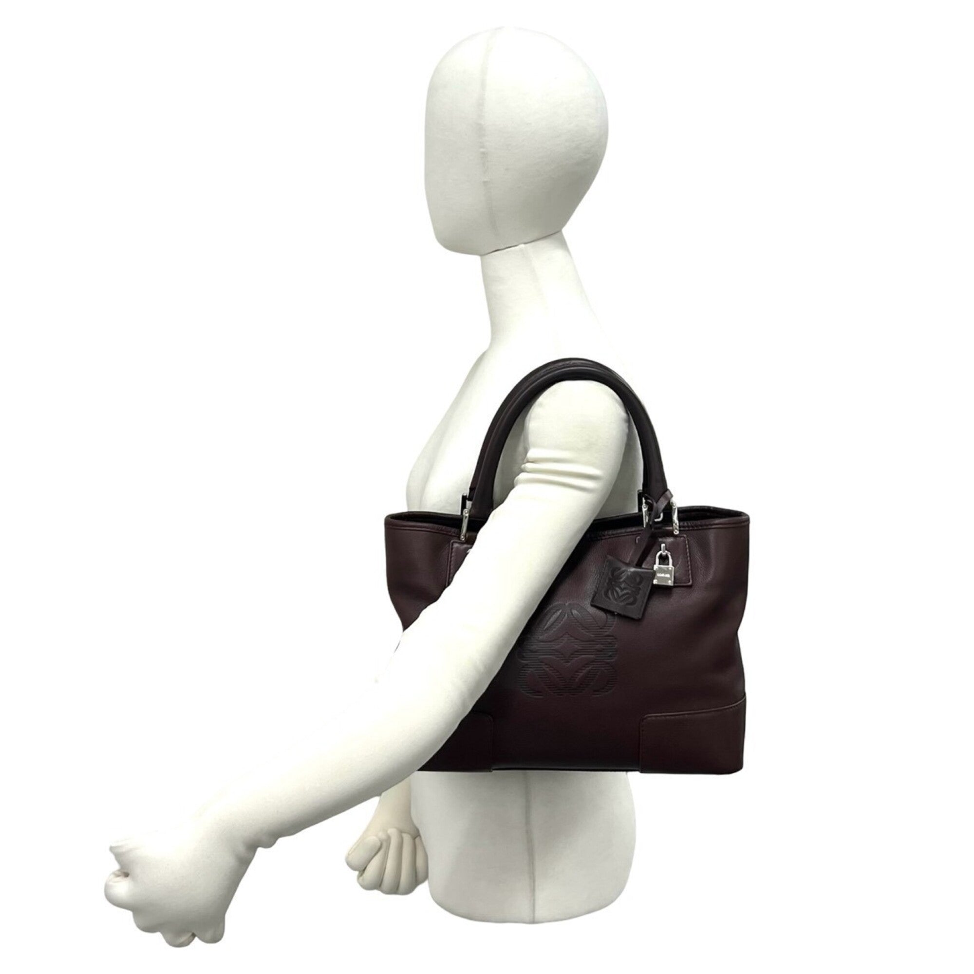 Loewe Brown Leather Boston Bag Handbag Tote Bag (Pre-Owned)