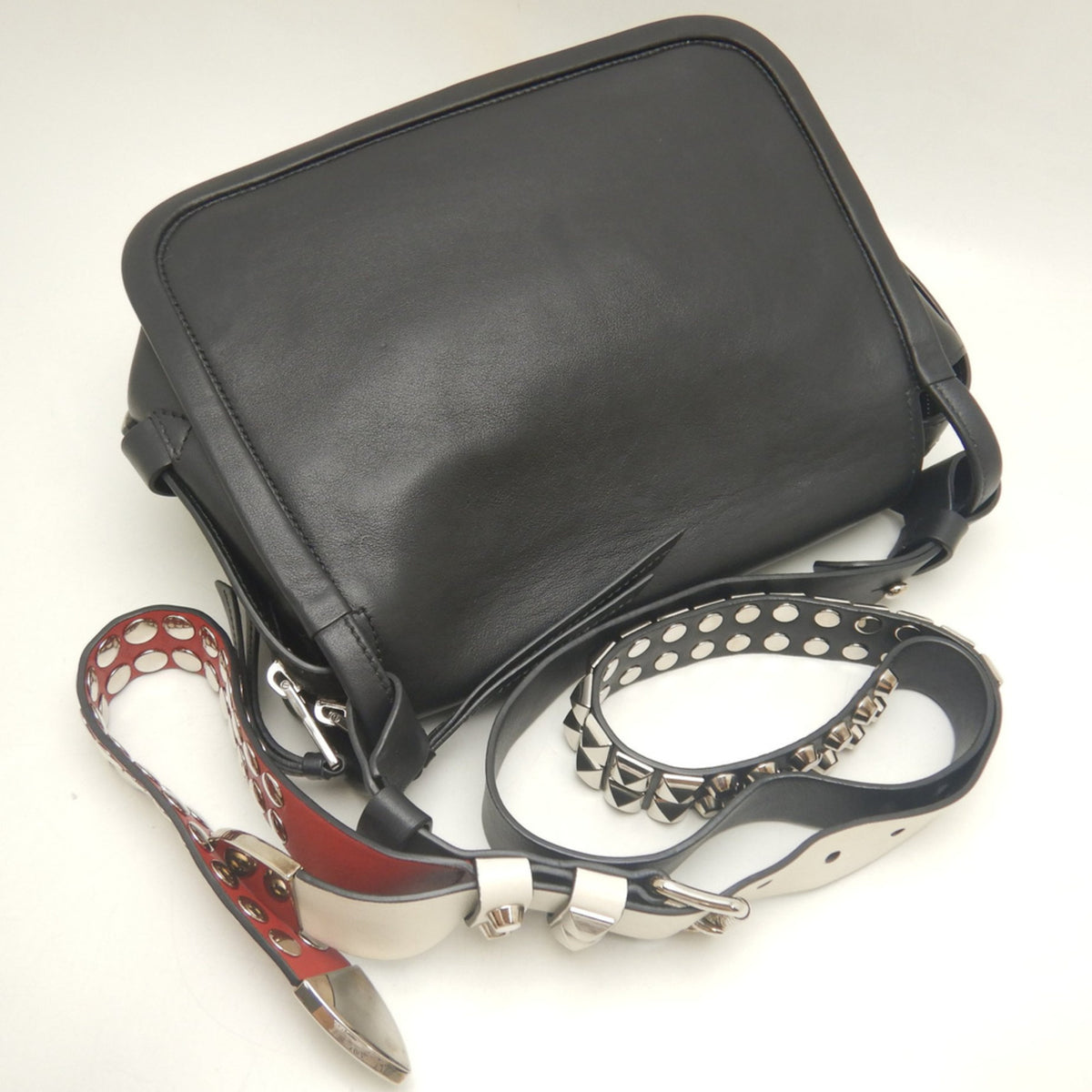 Prada Fuoco Nero Leather Shoulder Bag (Pre-Owned)