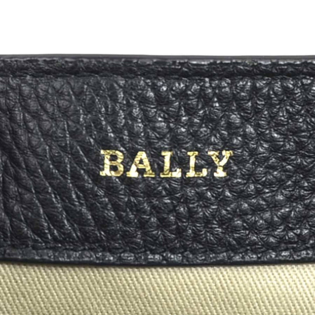 Bally Black Red Color White Leather Canvas Shoulder Bag (Pre-Owned)