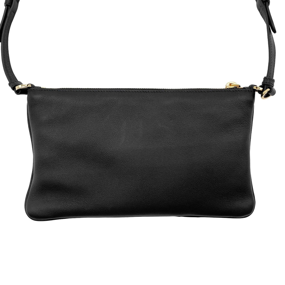 Prada Black Gold Leather Handbag Shoulder Bag (Pre-Owned)