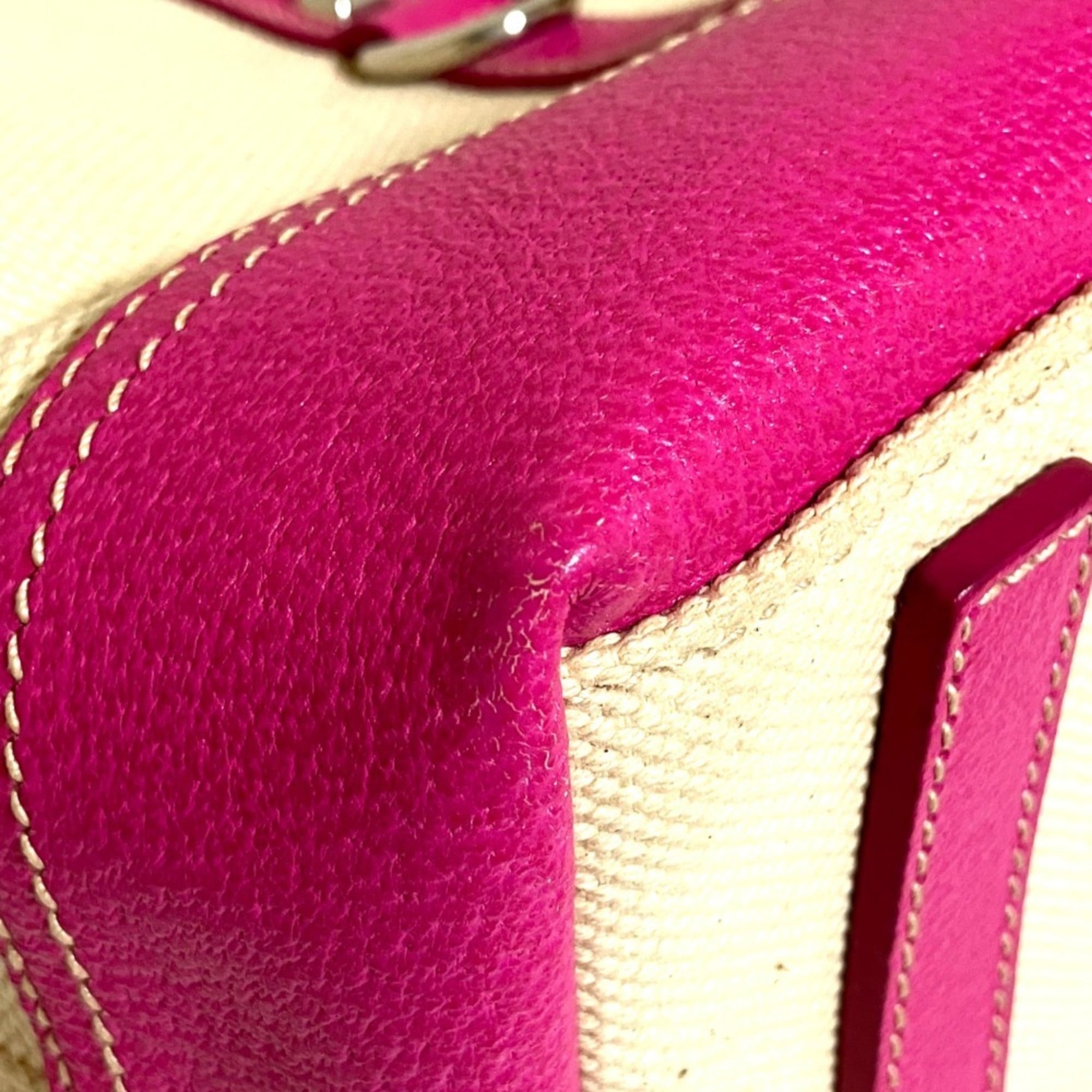 Prada Beige Pink Canvas Tote Bag (Pre-Owned)