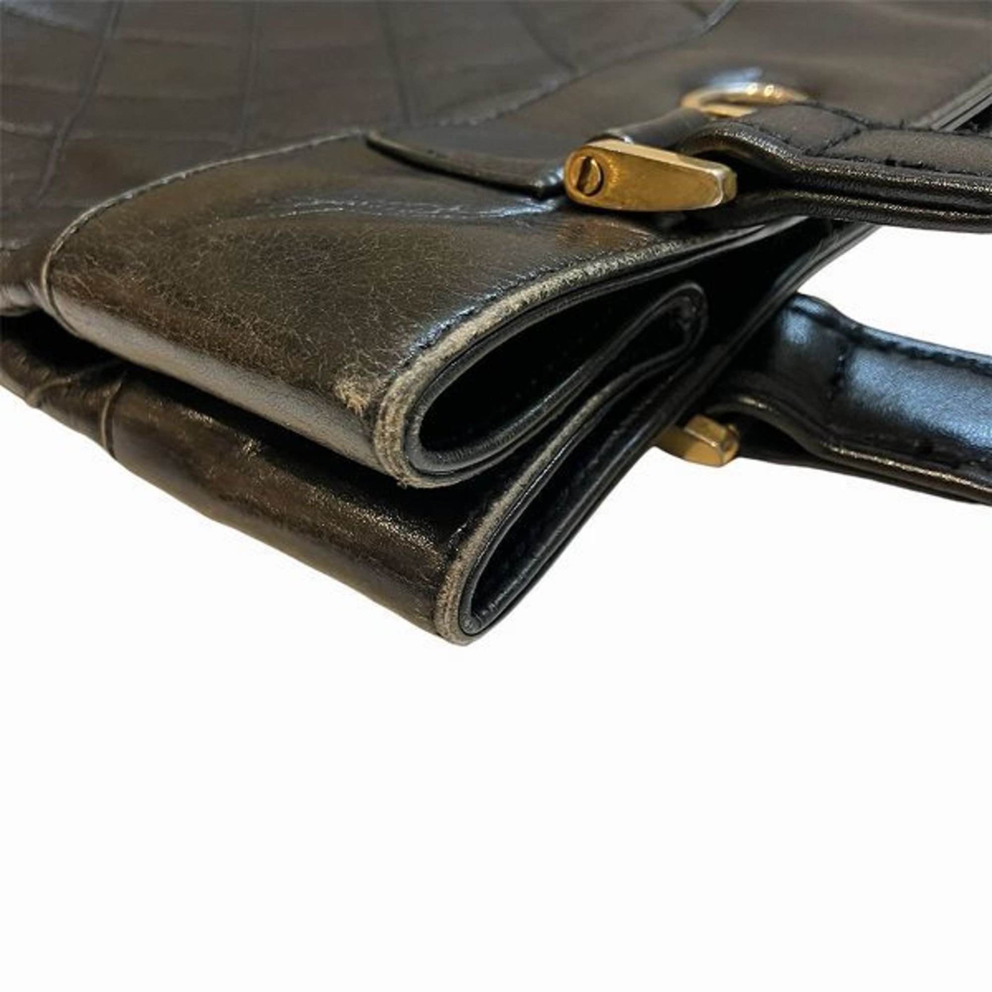 Chanel Bicolor Black Leather Shoulder Bag Tote Bag (Pre-Owned)