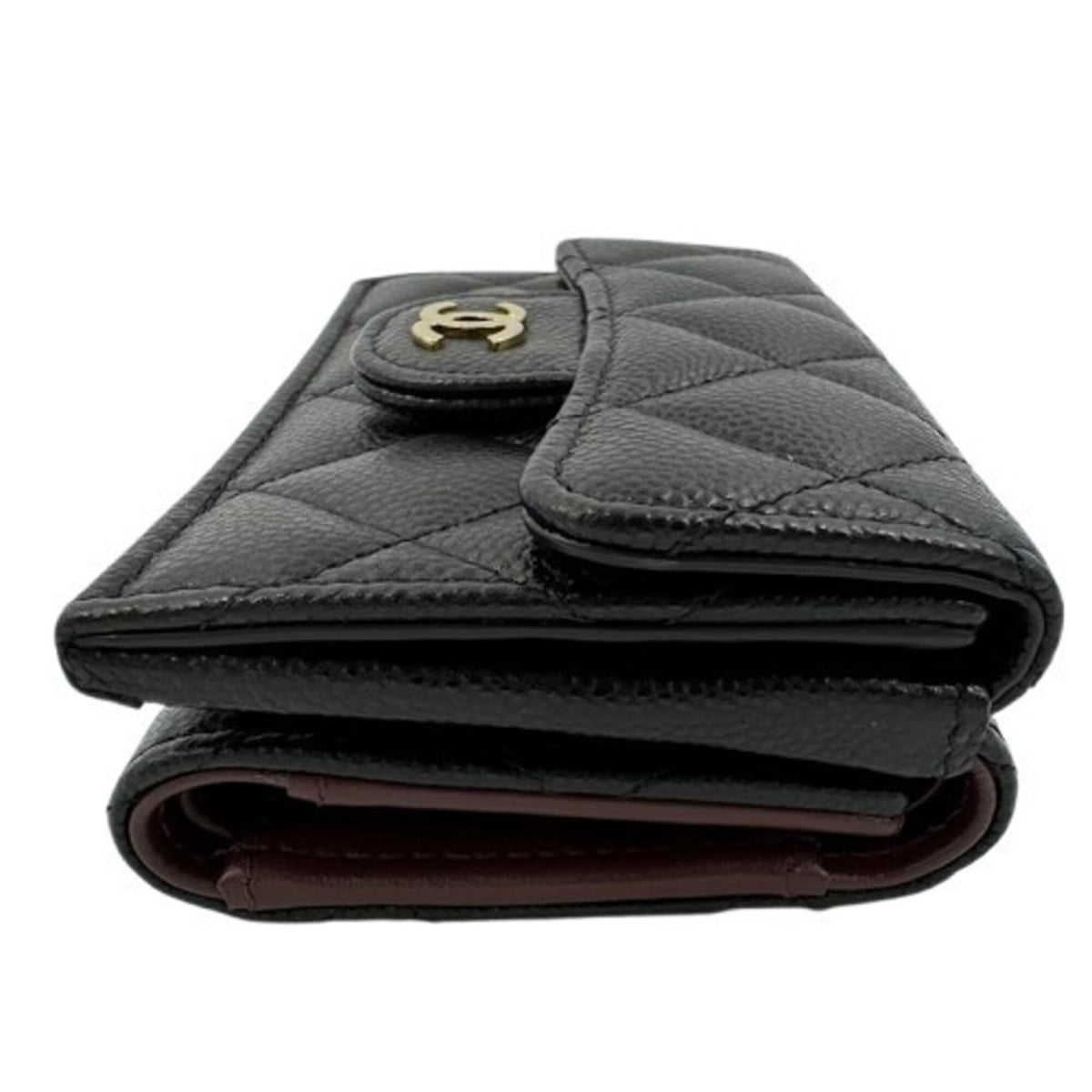 Chanel Black Grained Calfskin Wallet (Tri-Fold) (Pre-Owned)