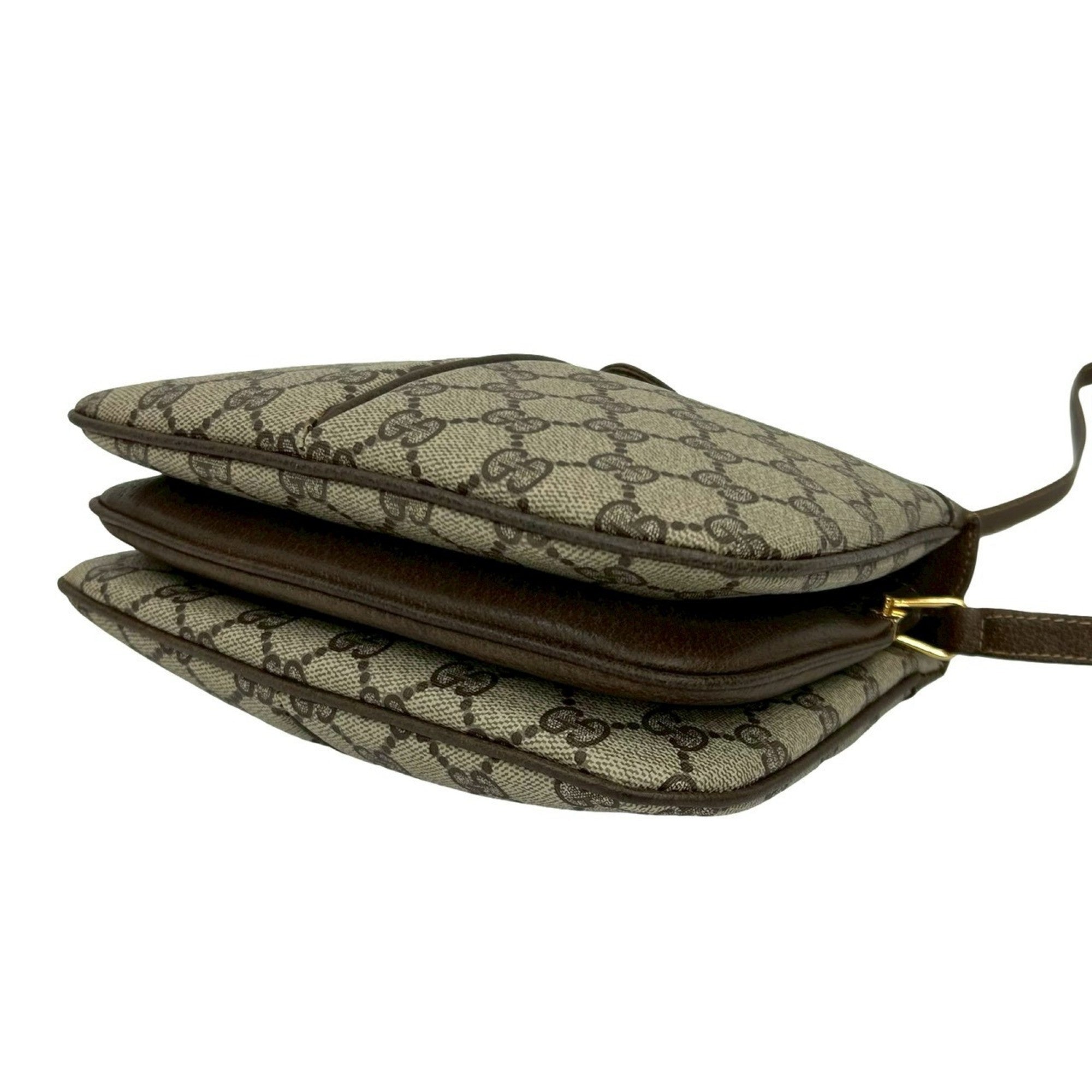 Gucci Brown Green Red Color Leather Pvc Shoulder Bag (Pre-Owned)