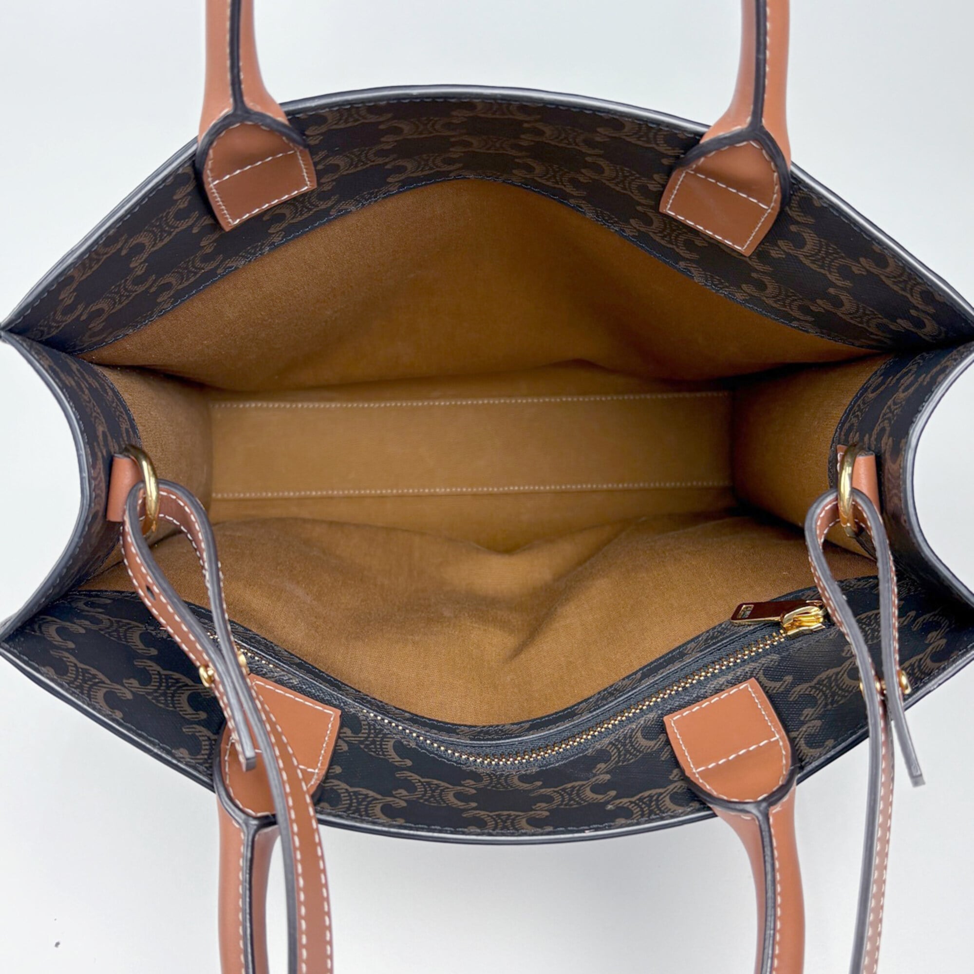 Celine Black Brown Coated Canvas Leather Tote Bag (Pre-Owned)